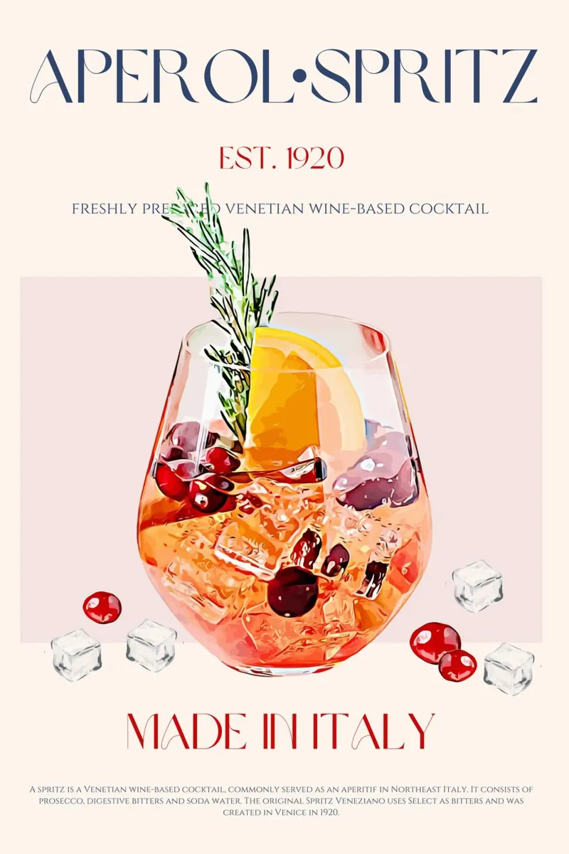 Aperol Spritz Cocktail Print canvas with Floater frame by KOKRPrints