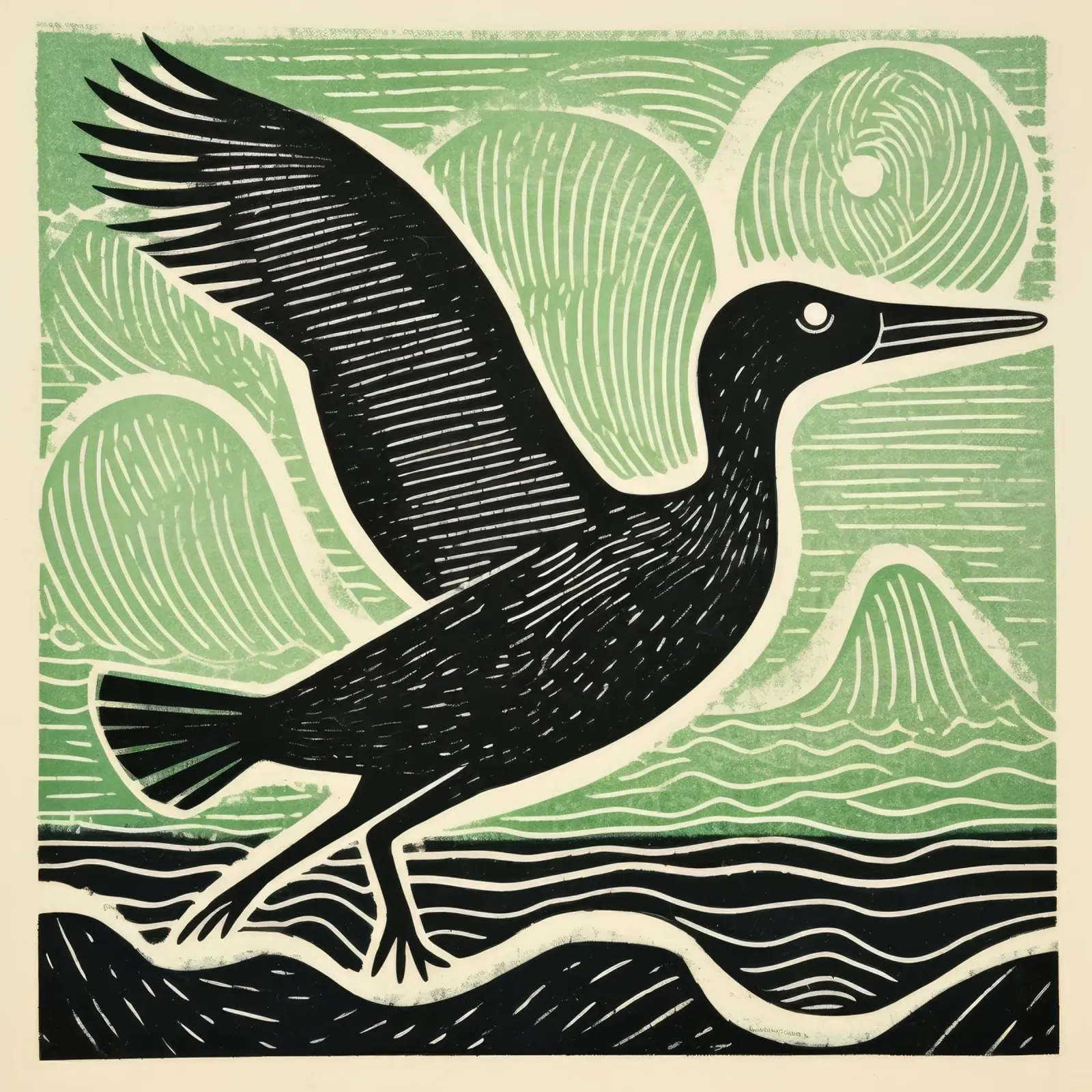 Albatros verde 3 carta hahnemühle da Minimal Animal Art
