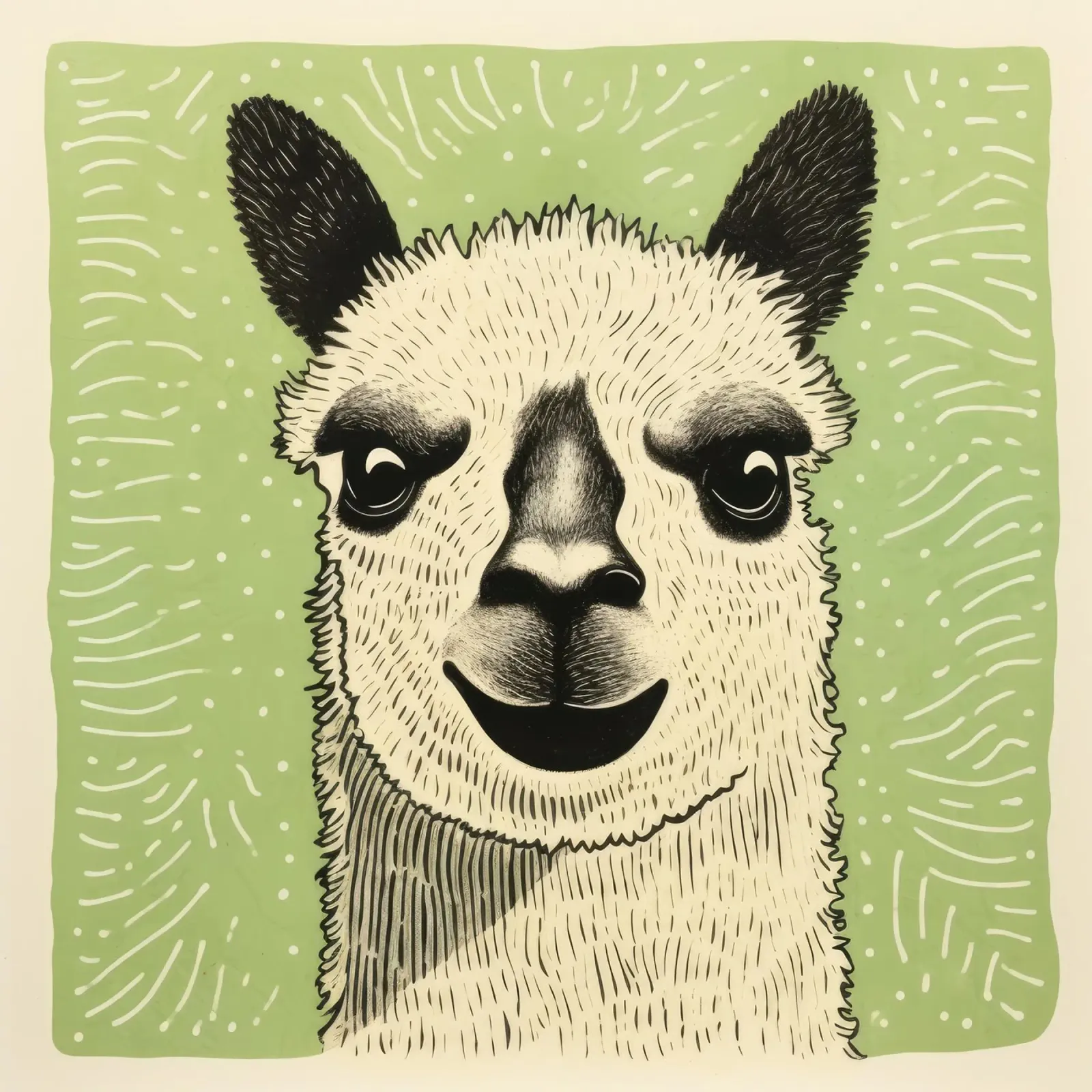 Alpaca verde 1 pellicola backlit da Minimal Animal Art
