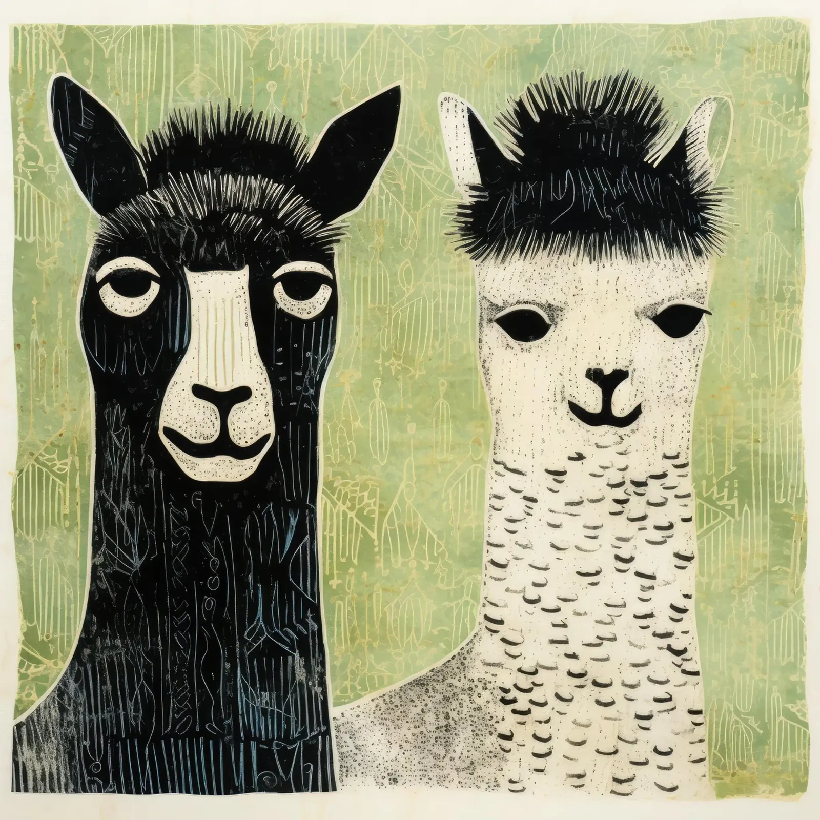 Alpaca verde 2 pellicola backlit da Minimal Animal Art