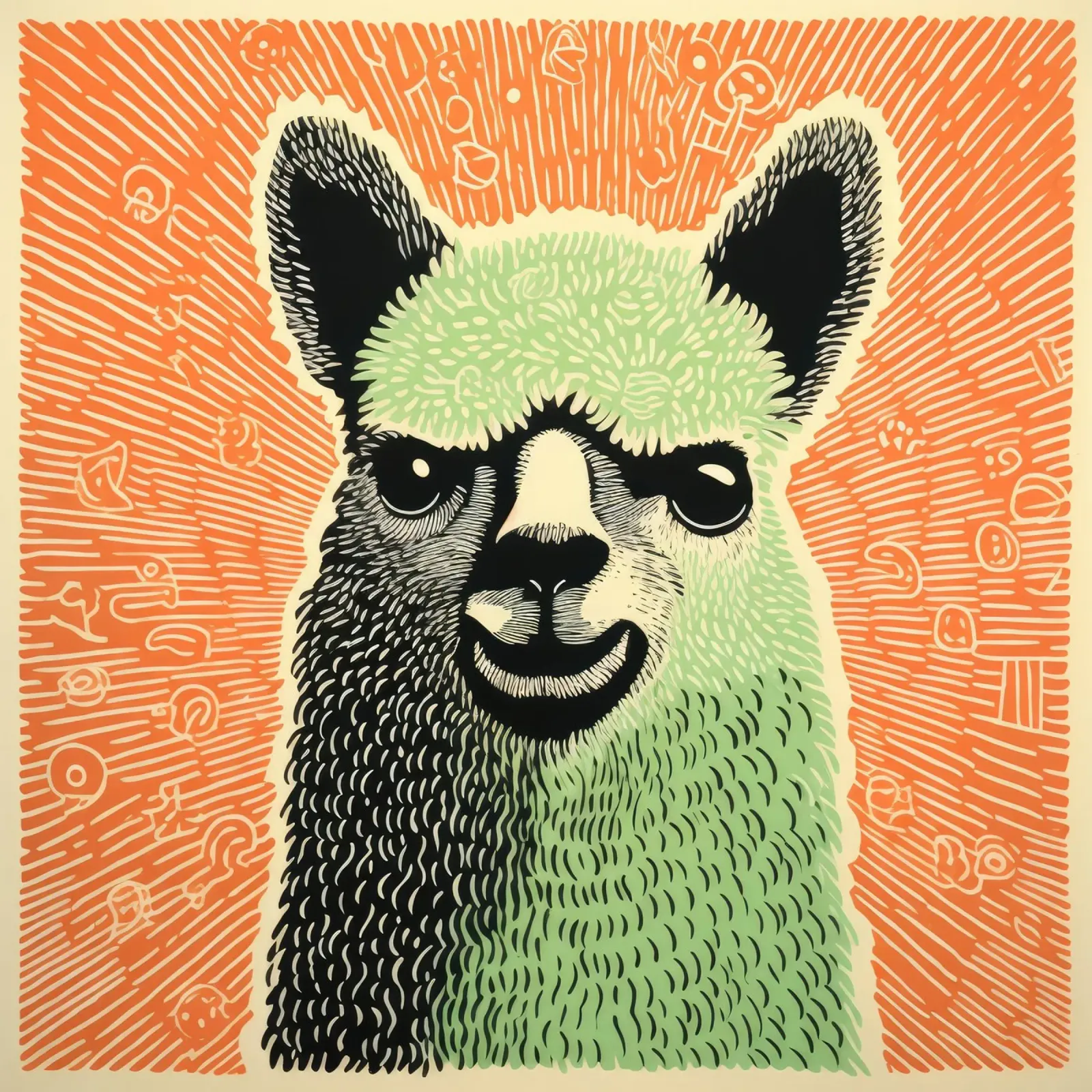 Alpaca verde 3 pellicola backlit da Minimal Animal Art