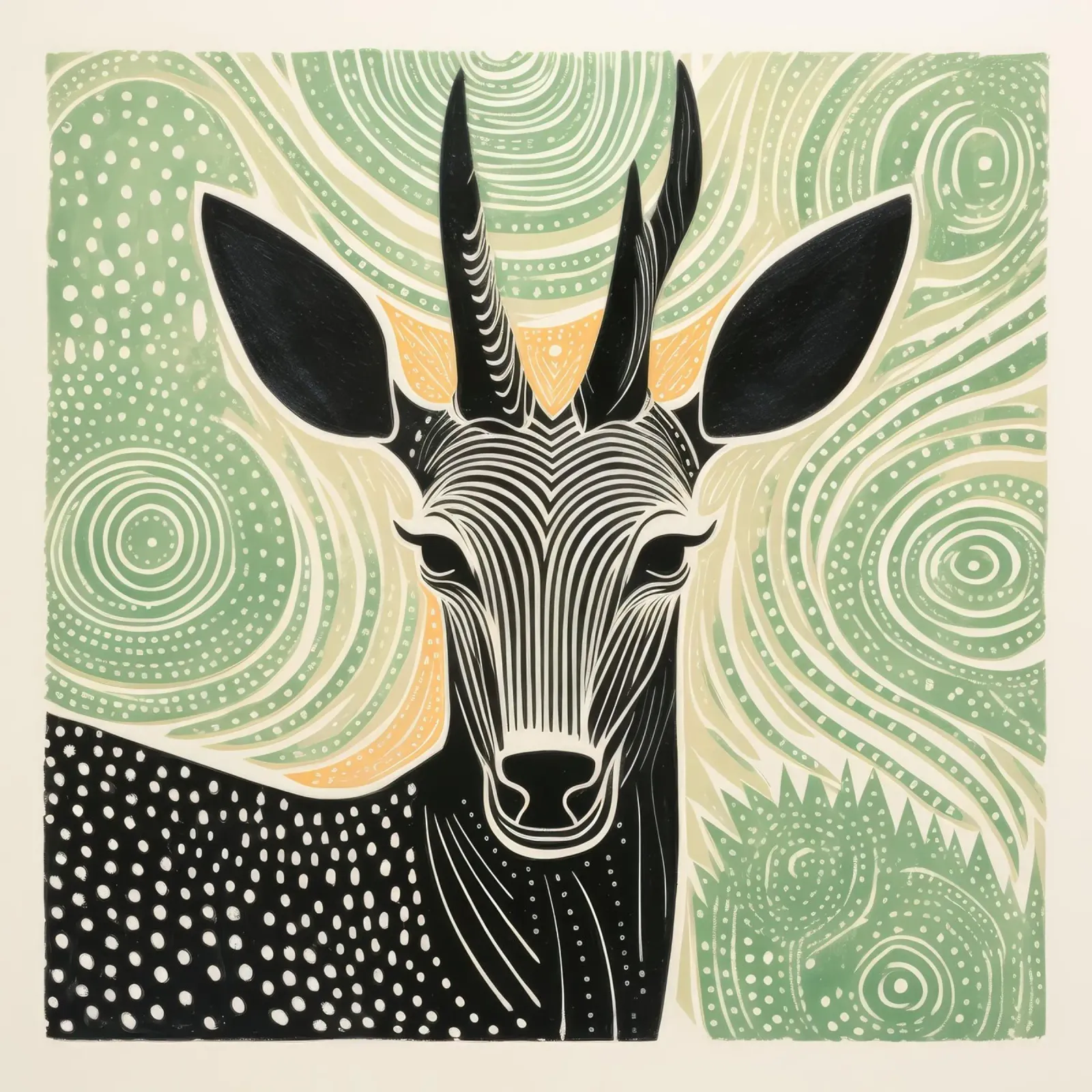 Antilope verde 1 poster con telaio in alluminio da Minimal Animal Art