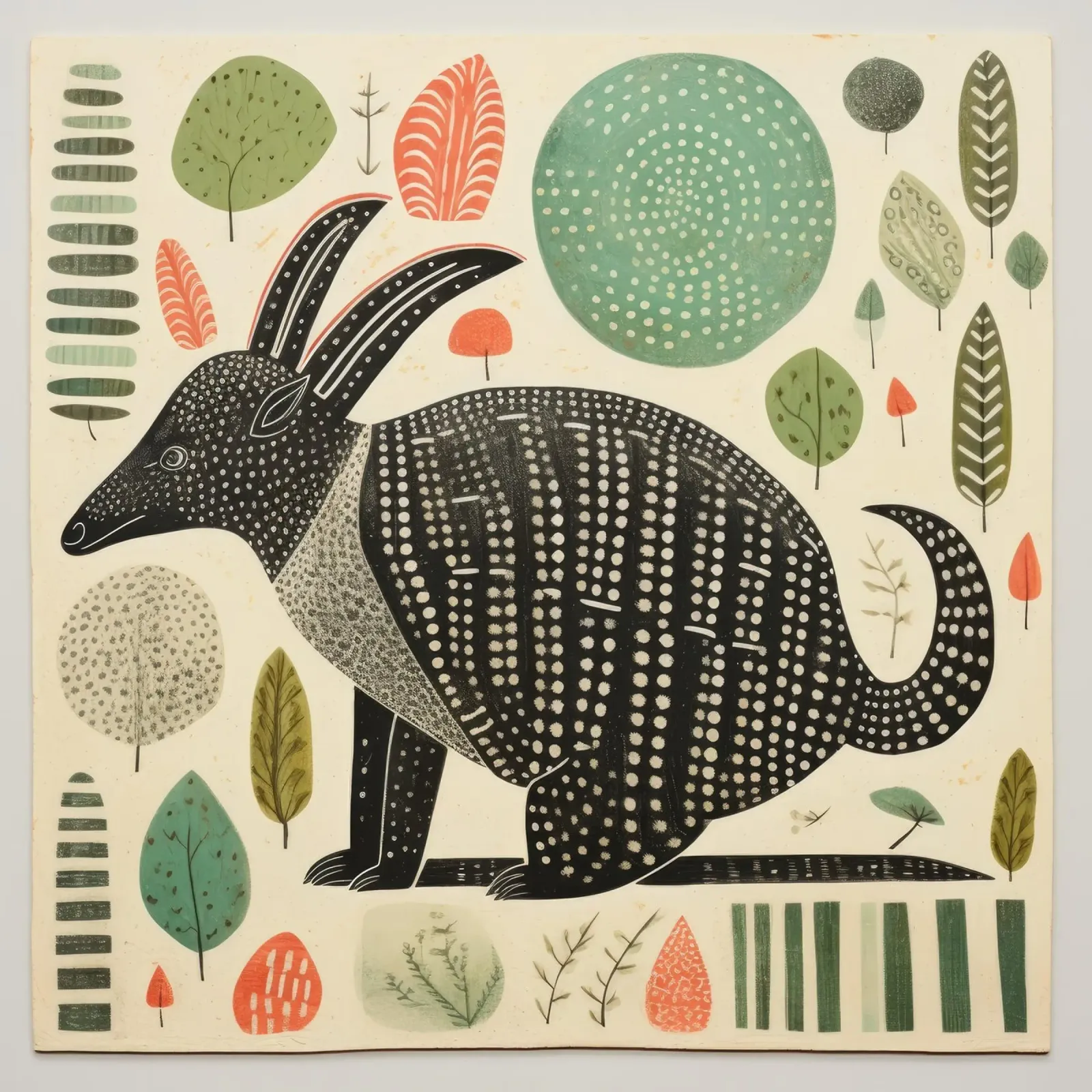 Armadillo verde 3 pellicola backlit da Minimal Animal Art