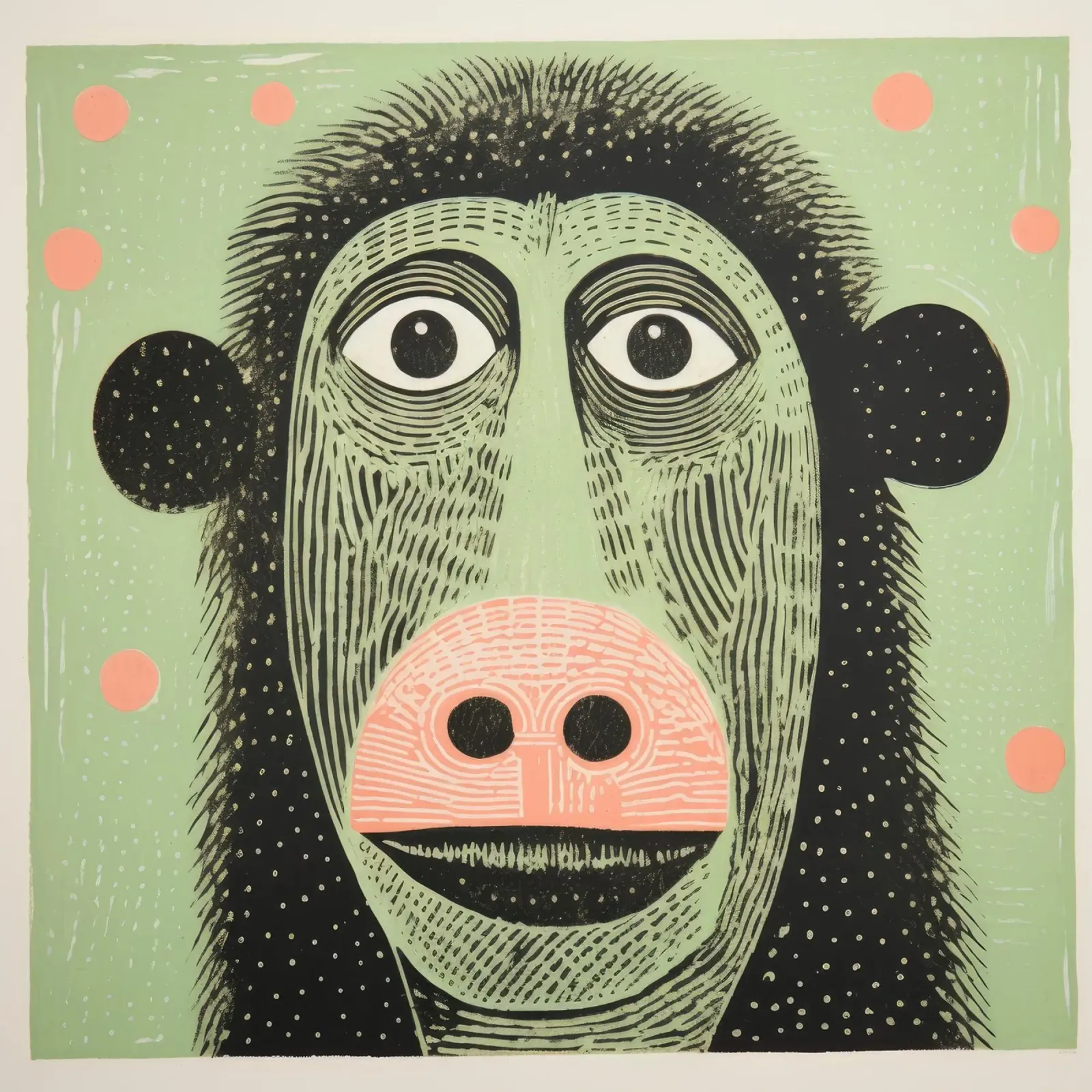 Babbuino verde 1 poster da Minimal Animal Art