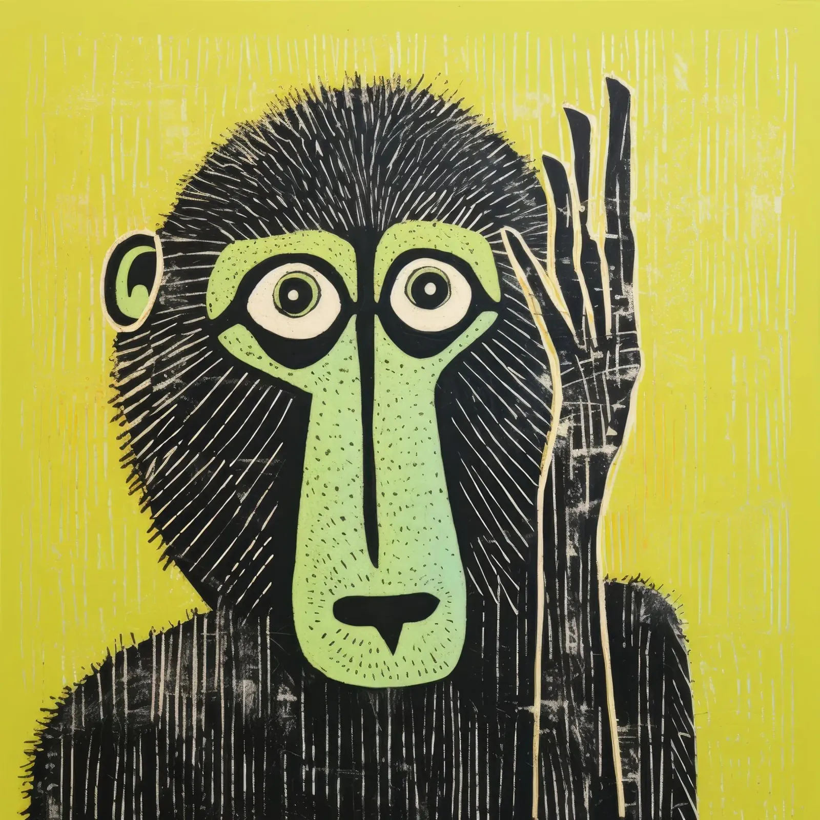 Babuino Verde 3 metacrilato de Minimal Animal Art