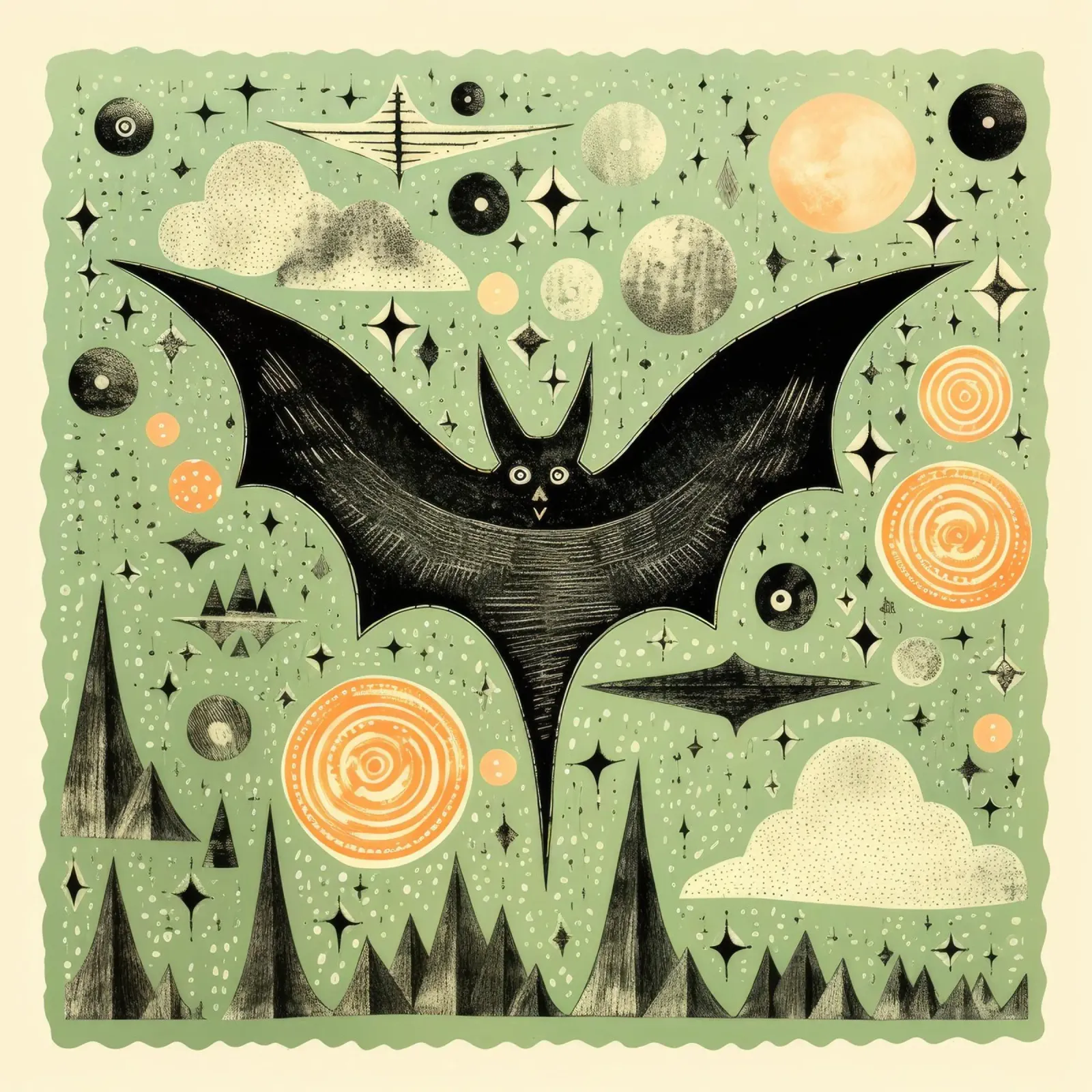Pipistrello verde 1 pellicola backlit da Minimal Animal Art