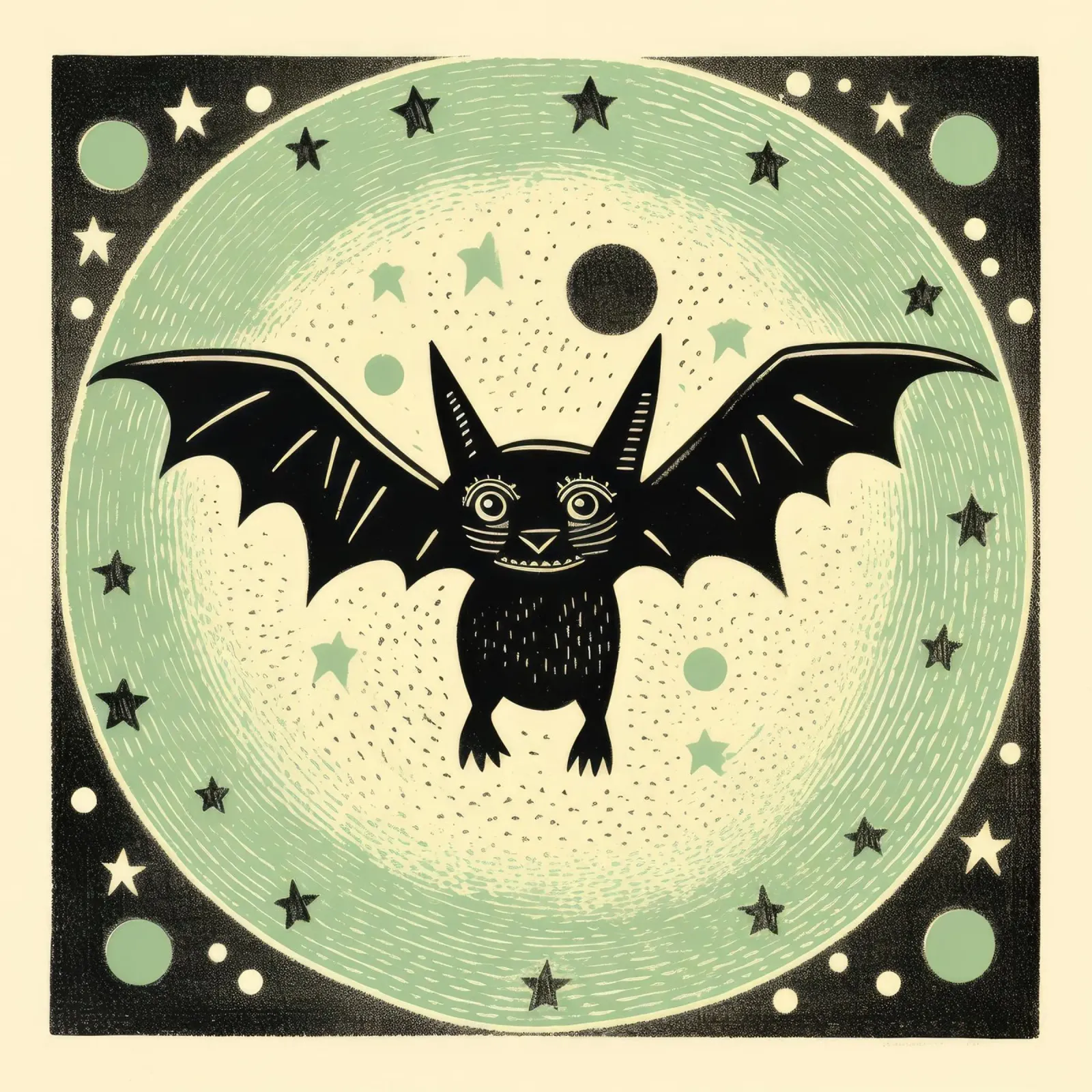 Pipistrello verde 4 pellicola backlit da Minimal Animal Art