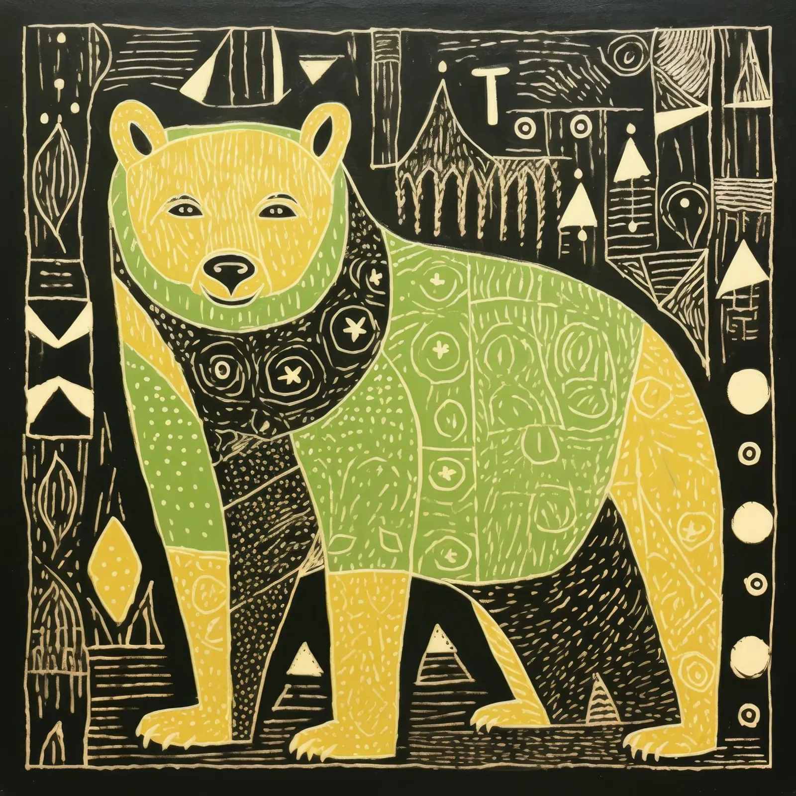 Orso verde 3 pellicola backlit da Minimal Animal Art