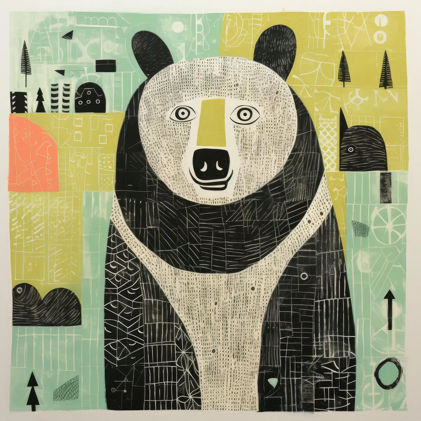 Orso verde 4 pellicola backlit da Minimal Animal Art