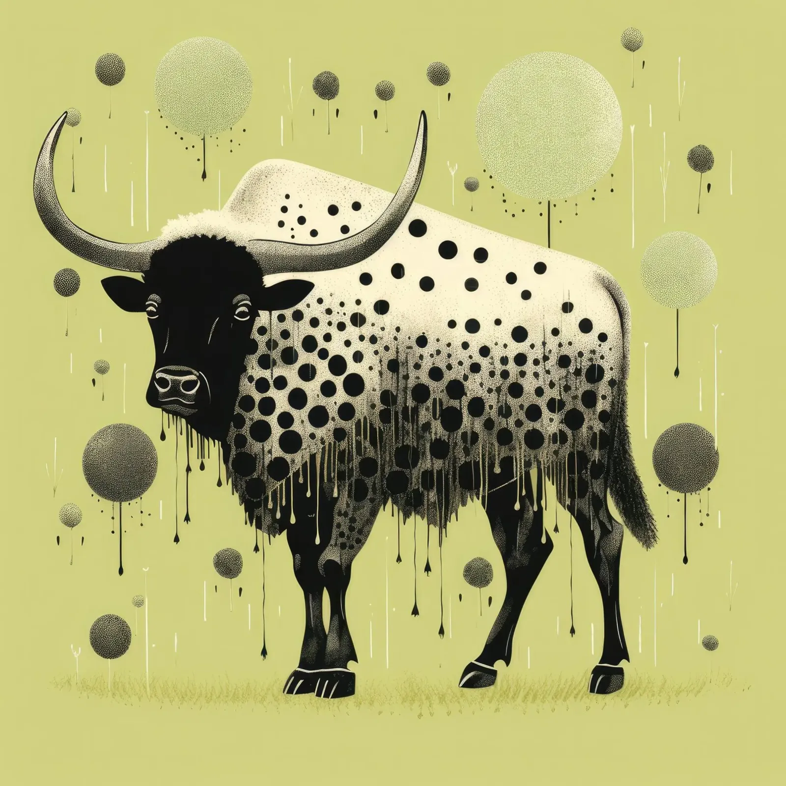 Bisonte verde 2 pellicola backlit da Minimal Animal Art