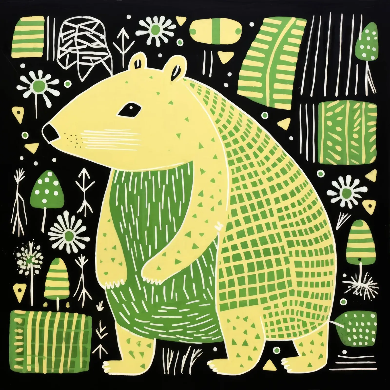 Capibara verde 1 pellicola backlit da Minimal Animal Art