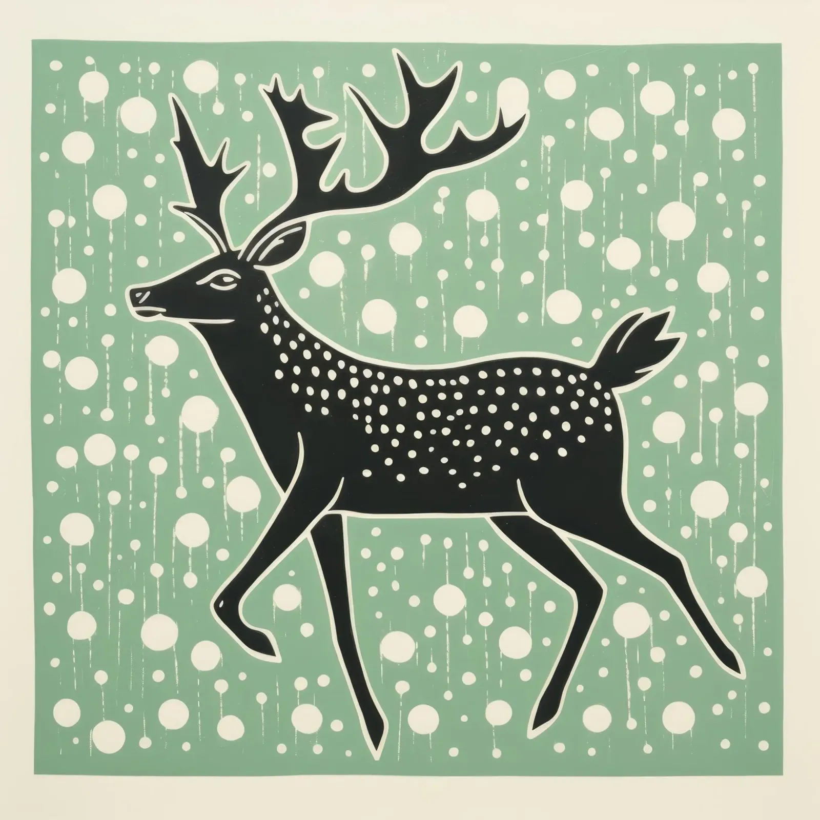 Groene kariboe 1 hahnemühle van Minimal Animal Art
