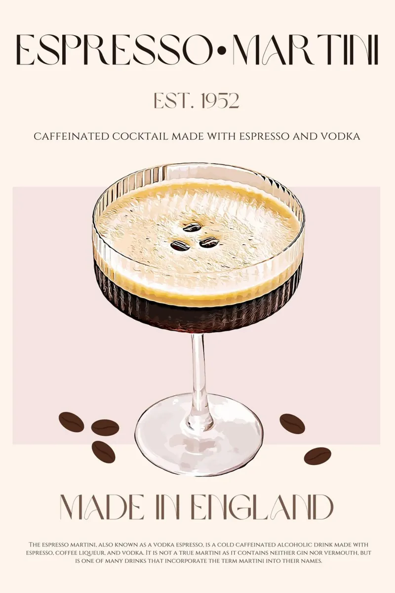 Espresso Martini Cocktail Print canvas by KOKRPrints