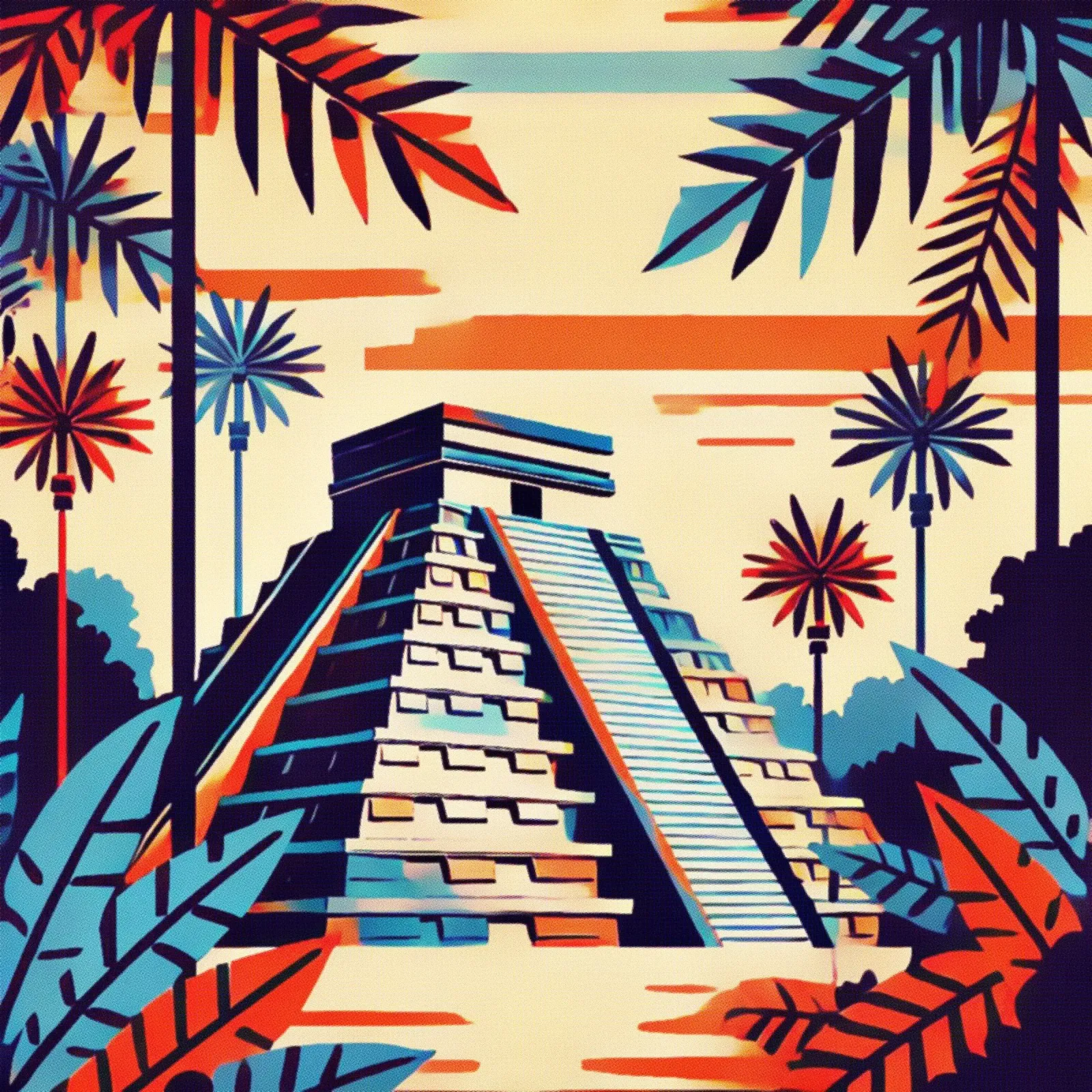 Tempio di Maya - Stampa poster d'epoca pellicola backlit da posterprints-by-nomad