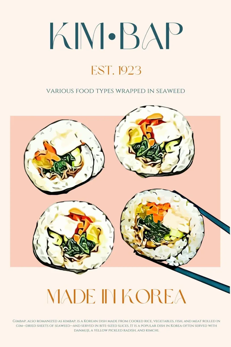 Stampa Kimbap poster con telaio in alluminio da KOKRPrints