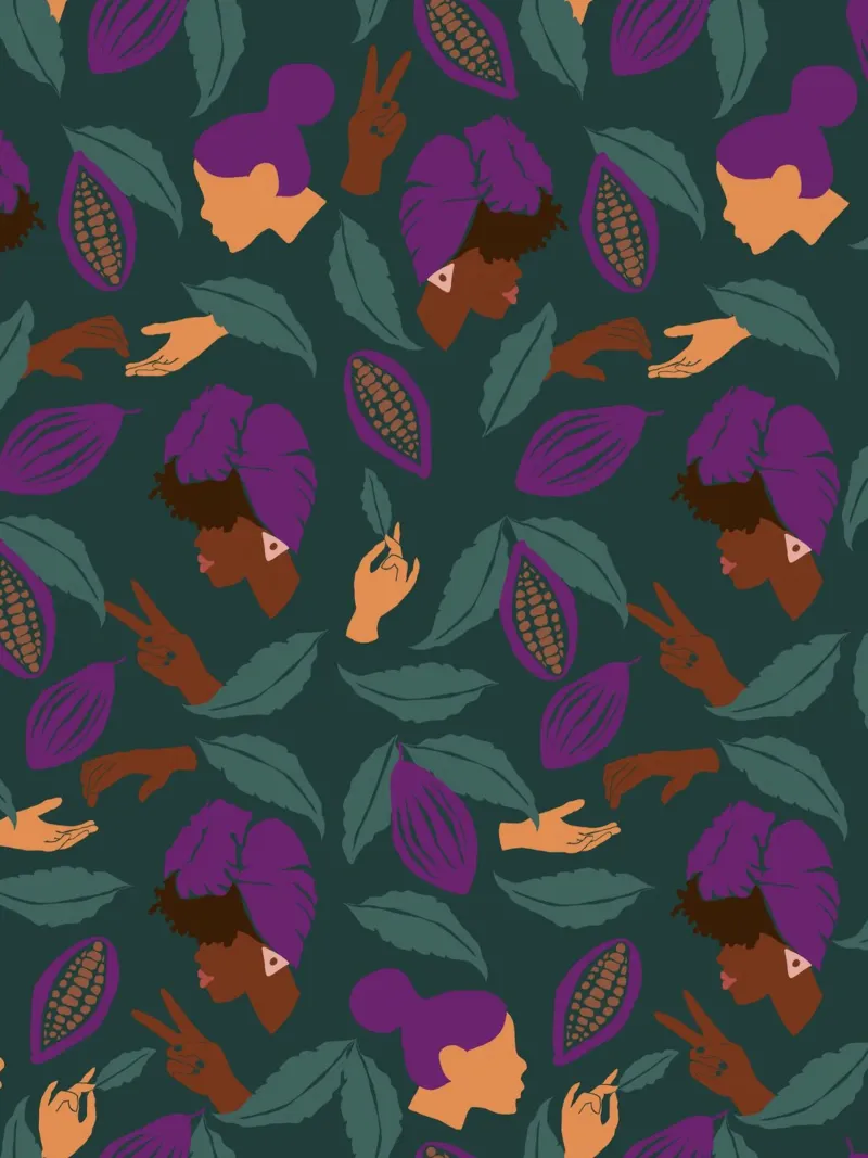 Coffee Friends Pattern poster con telaio in alluminio da Illustration Raissa Oltmanns