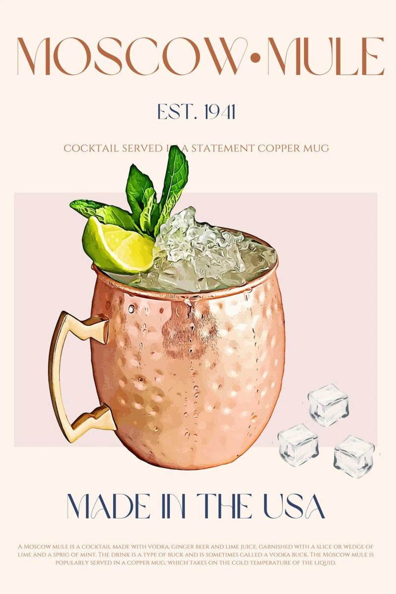 Moscow Mule Cocktail Druck Leinwand von KOKRPrints