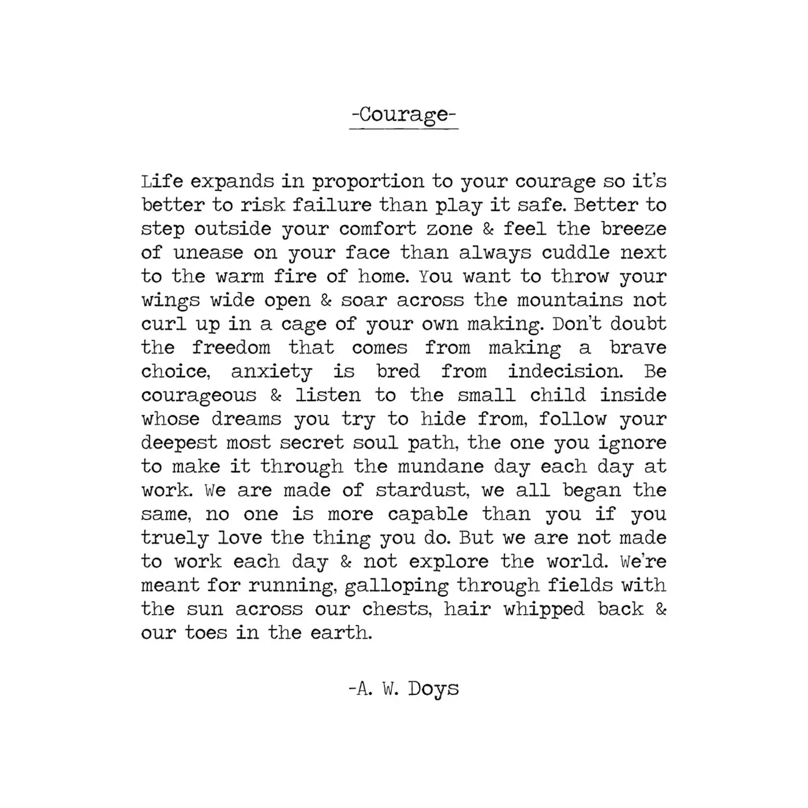 Abbiate coraggio citazione di A. W. Doys pellicola backlit da Summer Soul Co. - Quotes