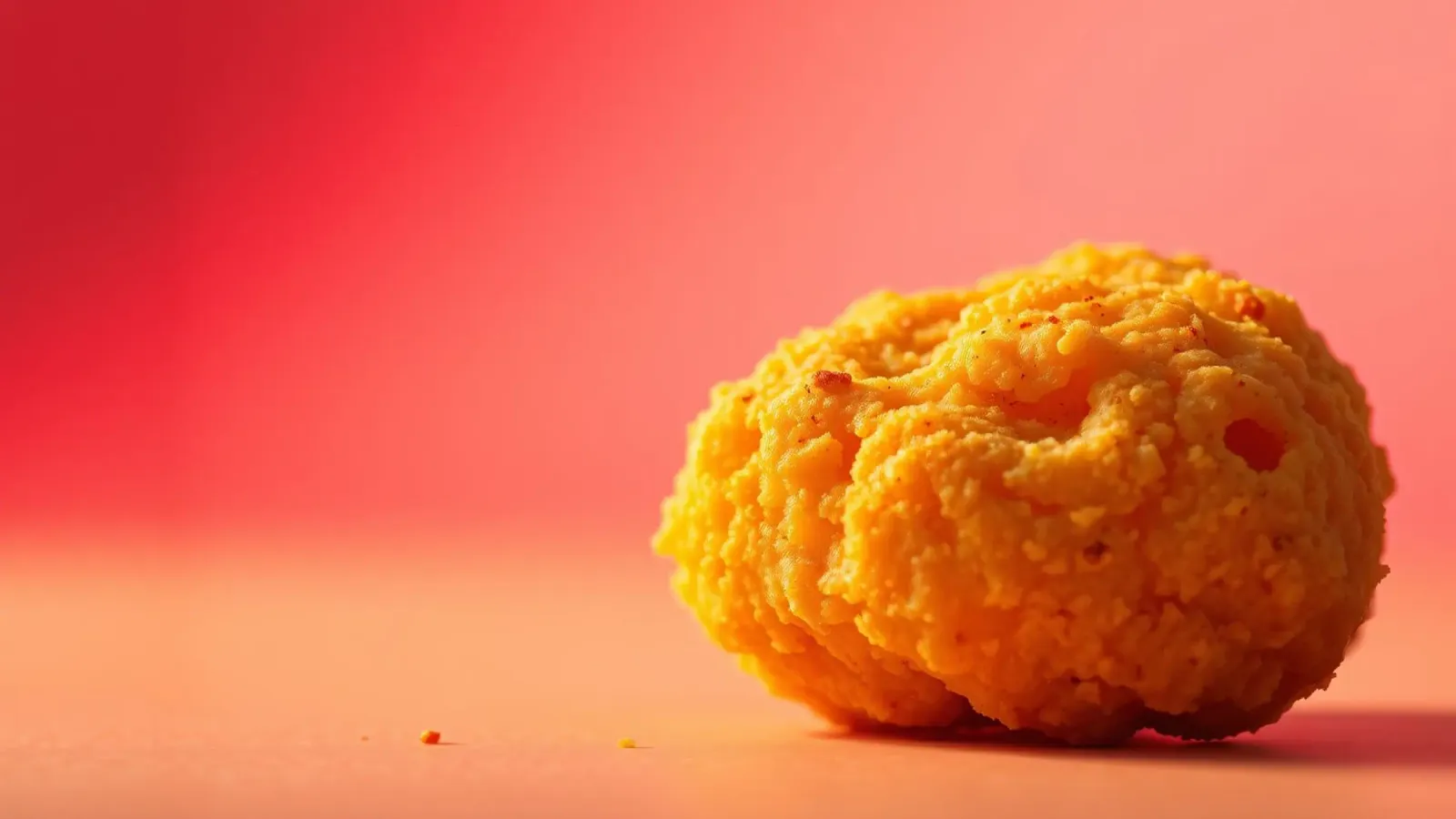 Poulet frit sphérique jaune vif reposant sur une surface hahnemühle de DesignDoodle
