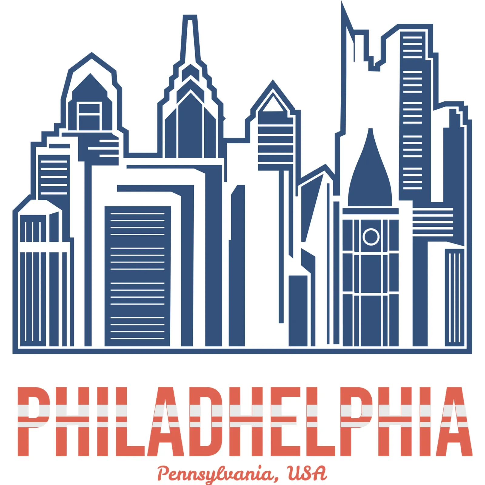 Philadhelphia-Pennsylvania USA design artistico classico poster con telaio in legno da rivariahill