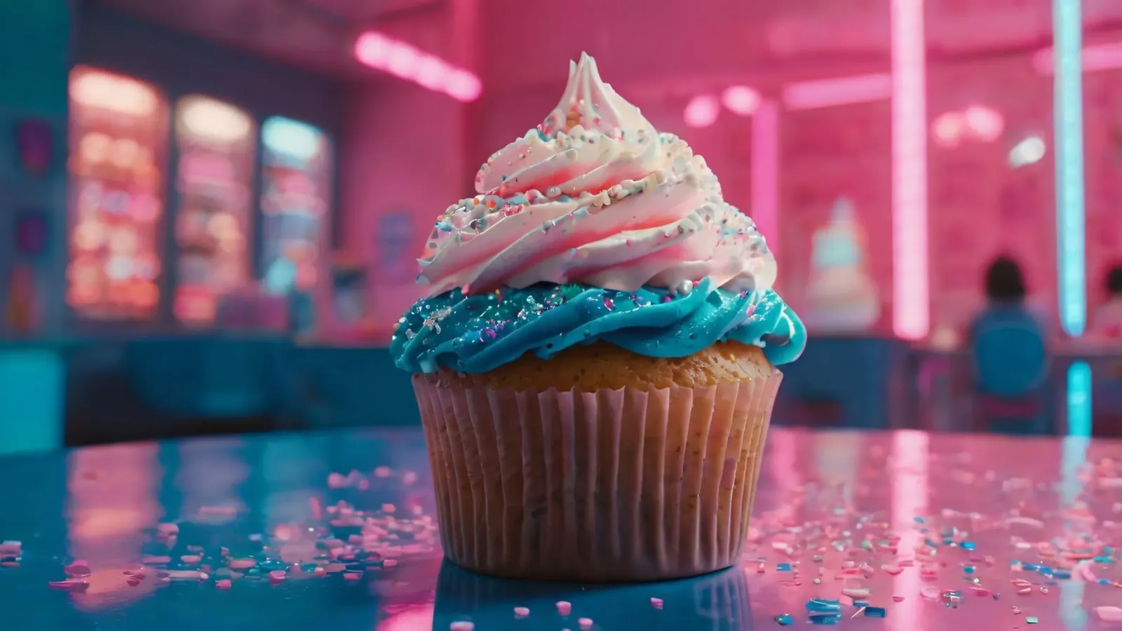 cupcake colorati con vortici di glassa e zuccherini pellicola backlit da DesignDoodle
