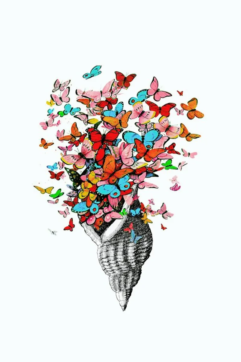 Seashell with butterflies pellicola backlit da Rococco LA