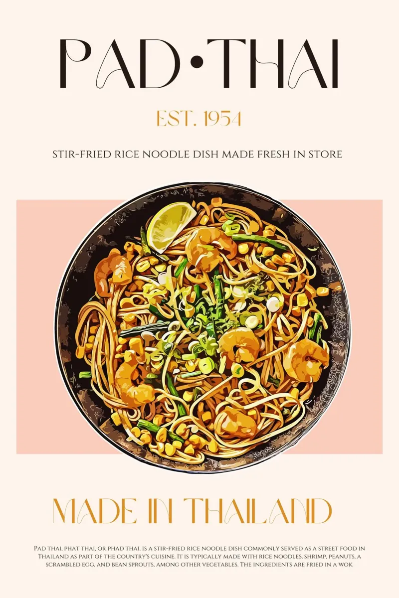 Stampa Pad Thai poster con telaio in alluminio da KOKRPrints
