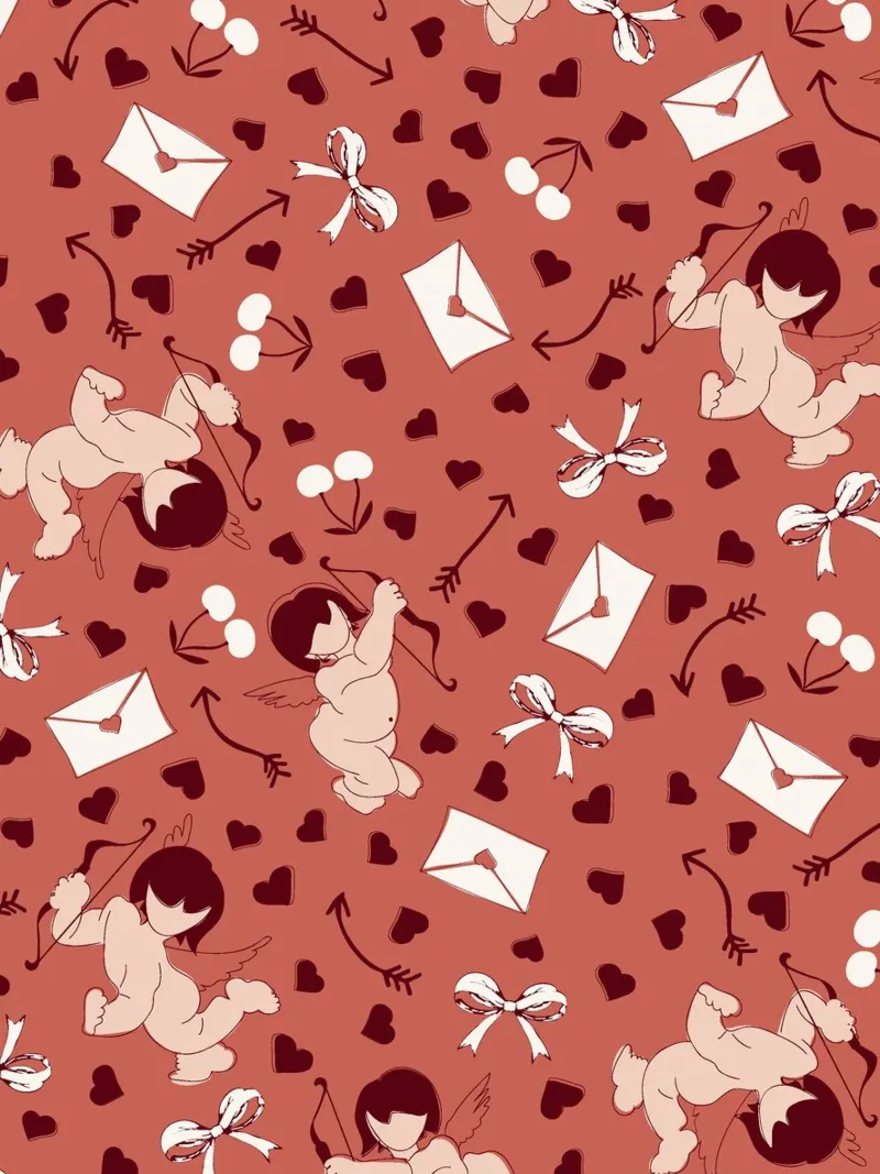 Playful Cherubs Pattern Dusty Red pellicola backlit da Claudia S. Design