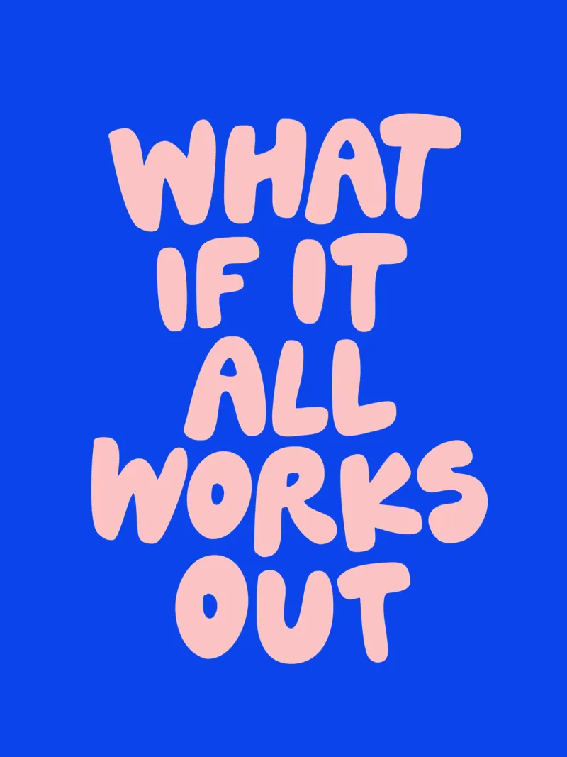 What If It All Works Out Pink and Blue Typografie Design canvas by THE MOTIVATED TYPE