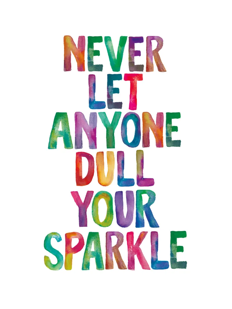 Never Let Anyone Dull Your Sparkle Rainbow Typography Design canvas by THE MOTIVATED TYPE