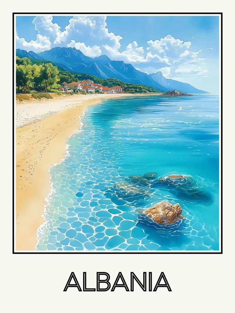 Albania poster con telaio in legno da Frame the World