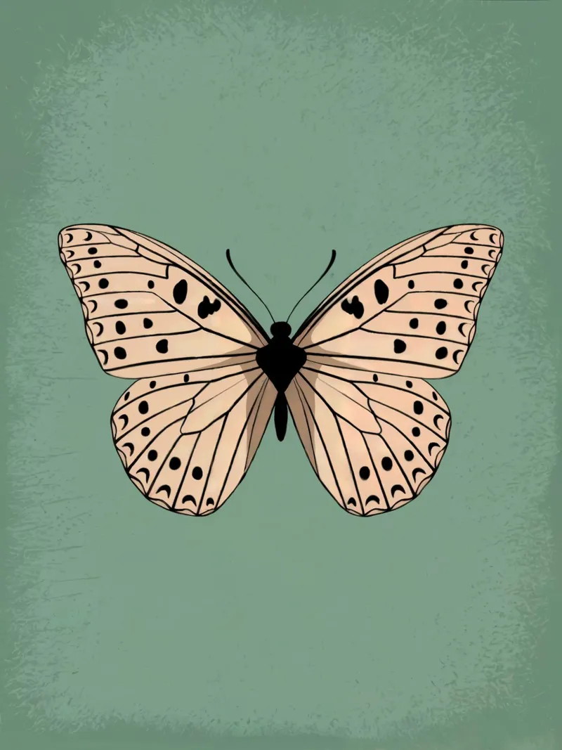 Farfalla su sfondo verde poster con telaio in alluminio da logic