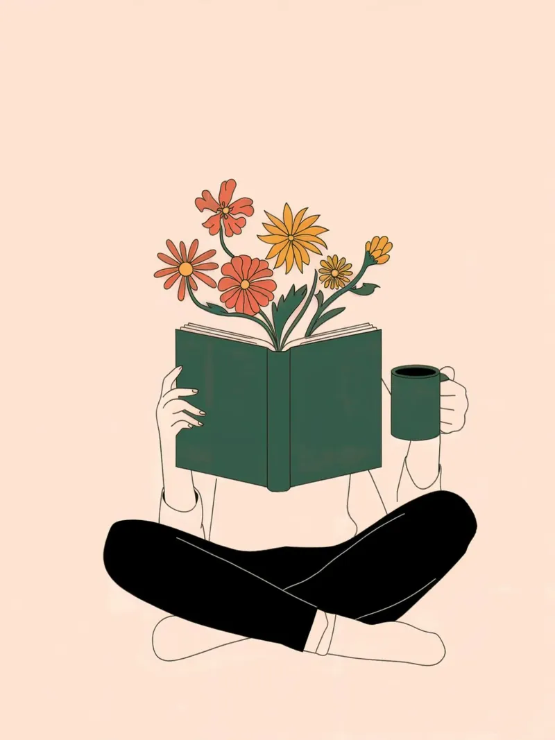 Ilustración de una mujer leyendo un libro lámina retroiluminada de logic