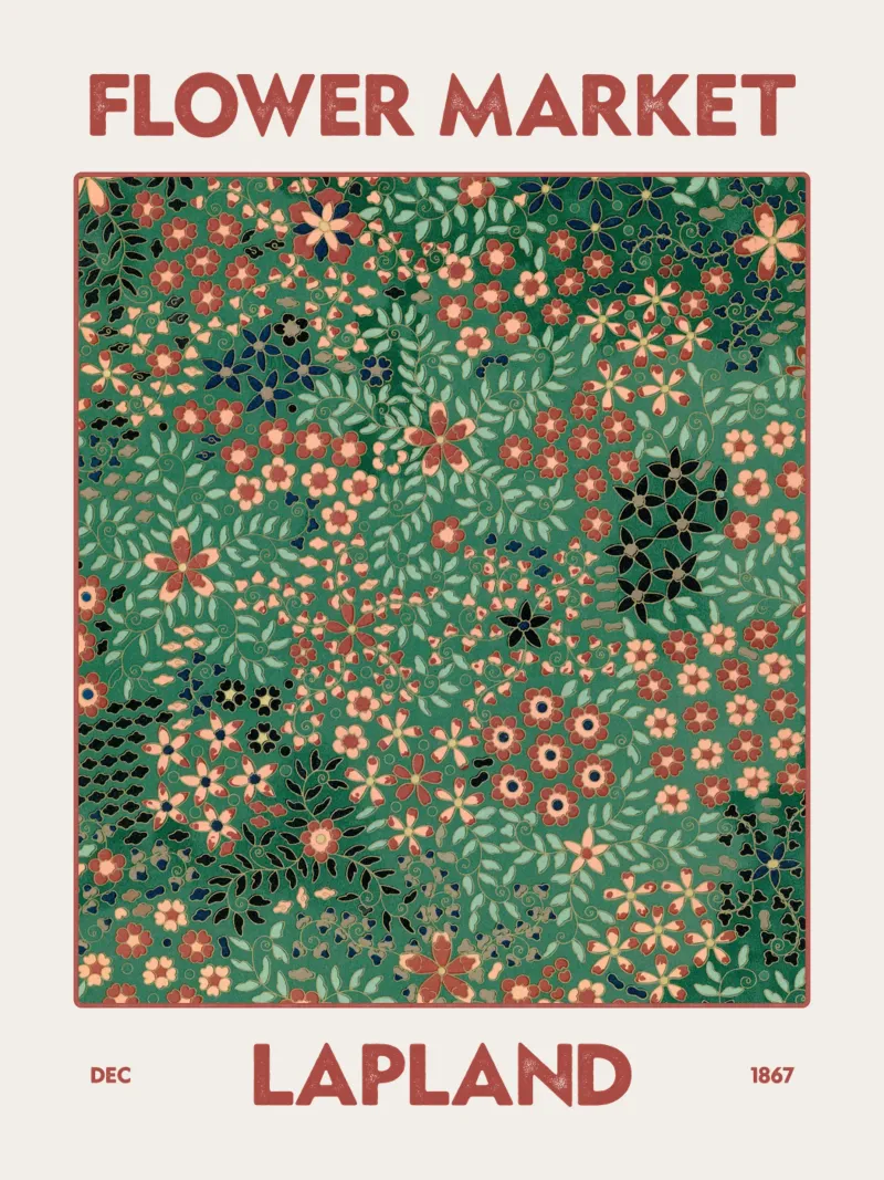Bloemenmarkt Lapland canvas met Baklijst van Vintagrafica