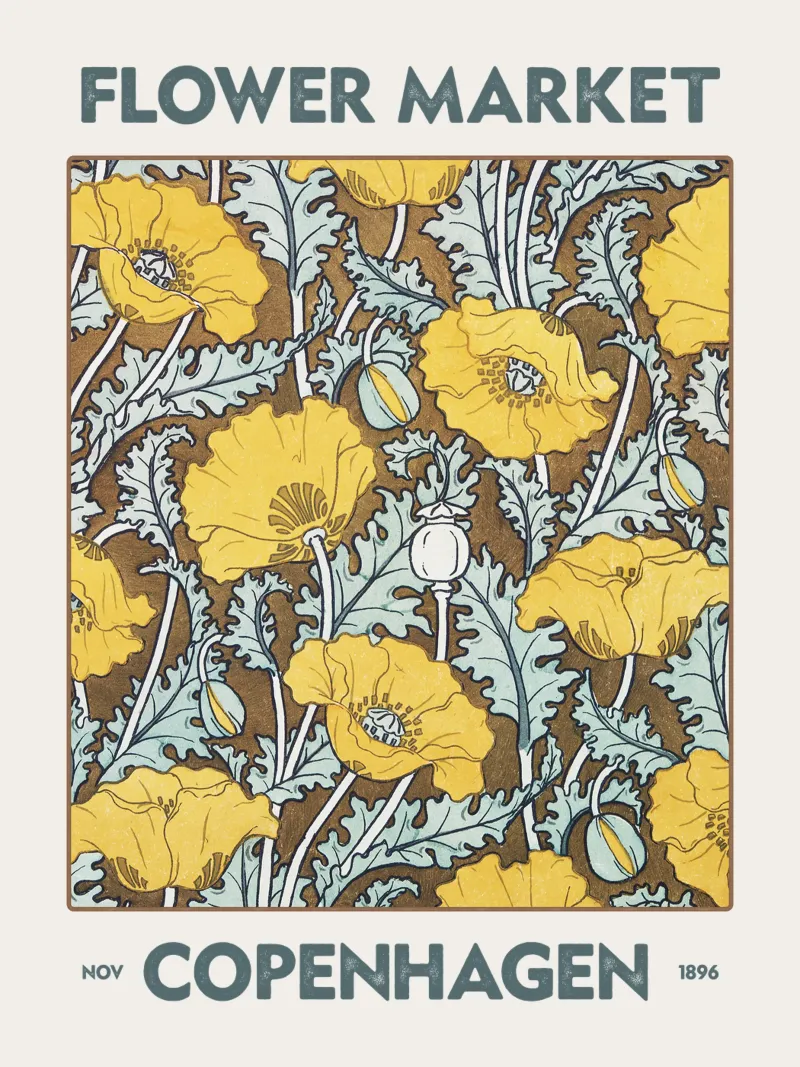 Mercato dei fiori di Copenaghen carta hahnemühle da Vintagrafica