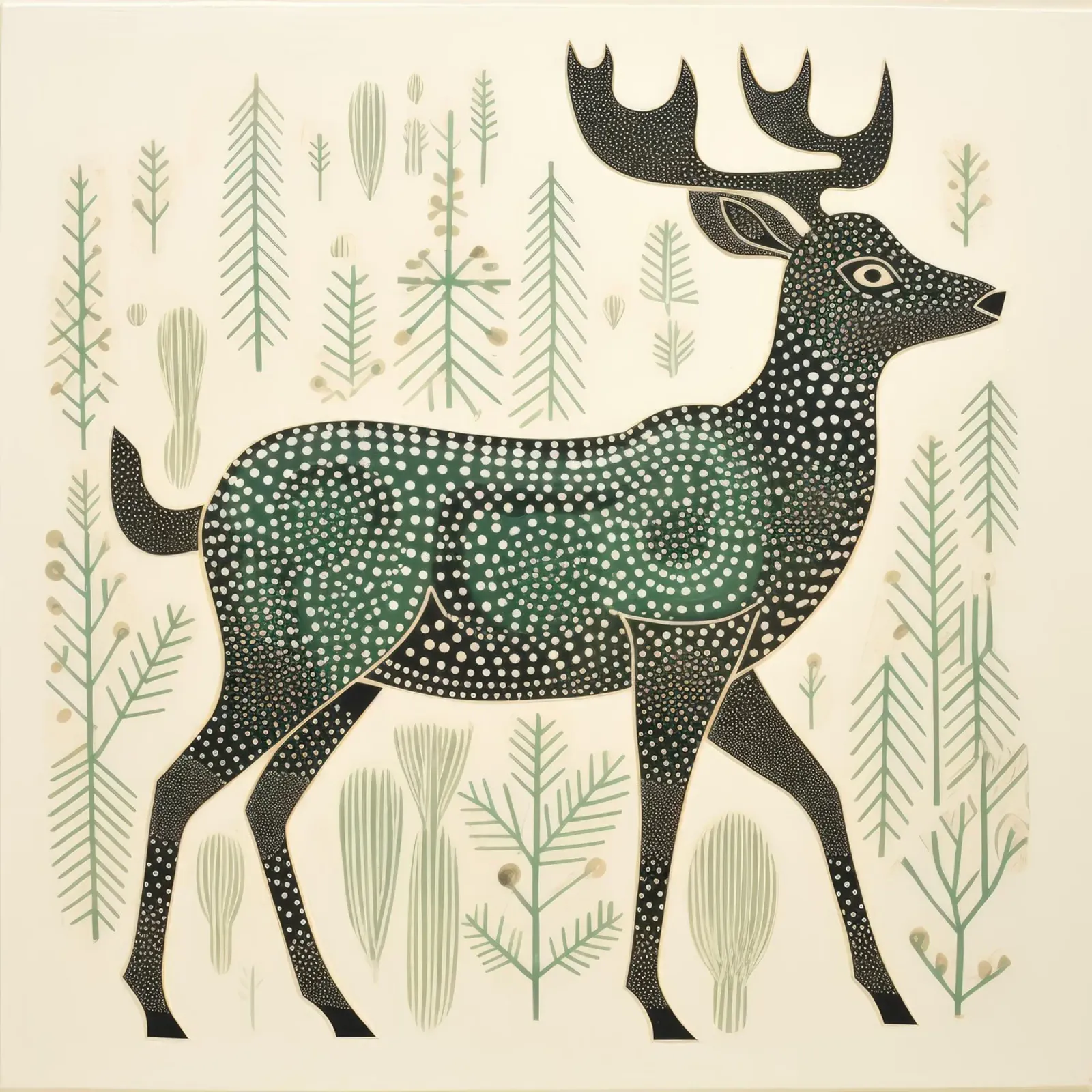 Caribou vert 3 plexiglas de Minimal Animal Art