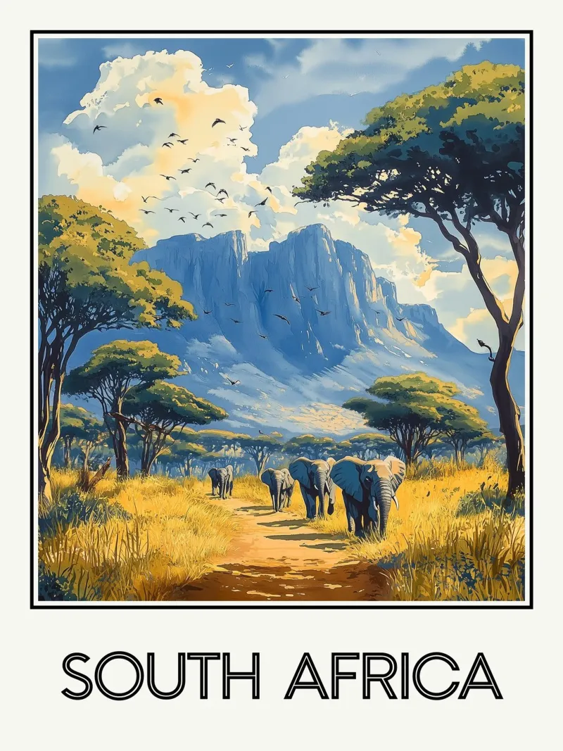 Sudafrica poster con telaio in legno da Frame the World