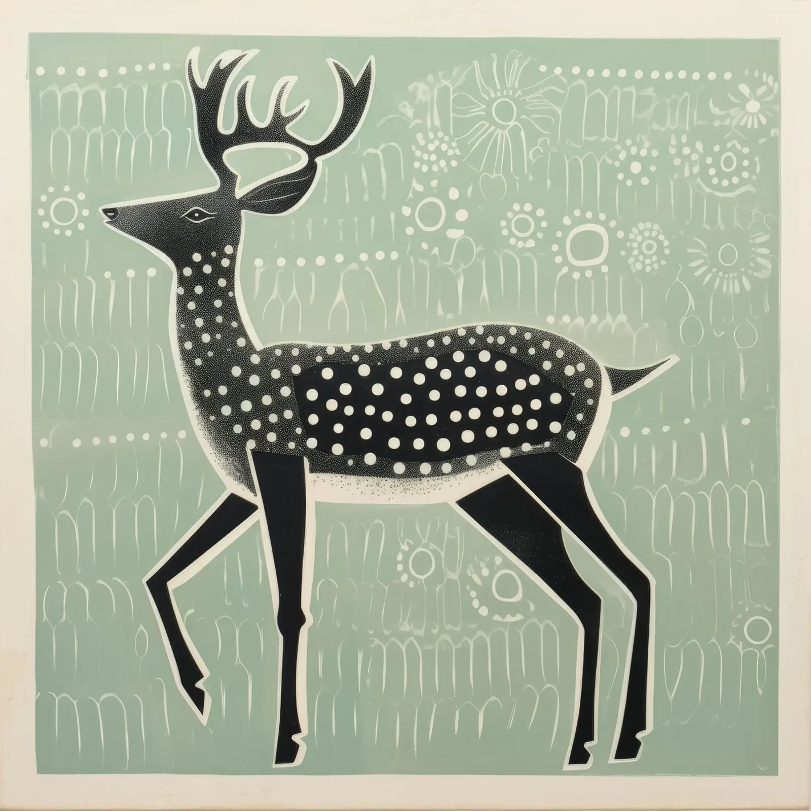 Grünes Karibu 4 Poster von Minimal Animal Art