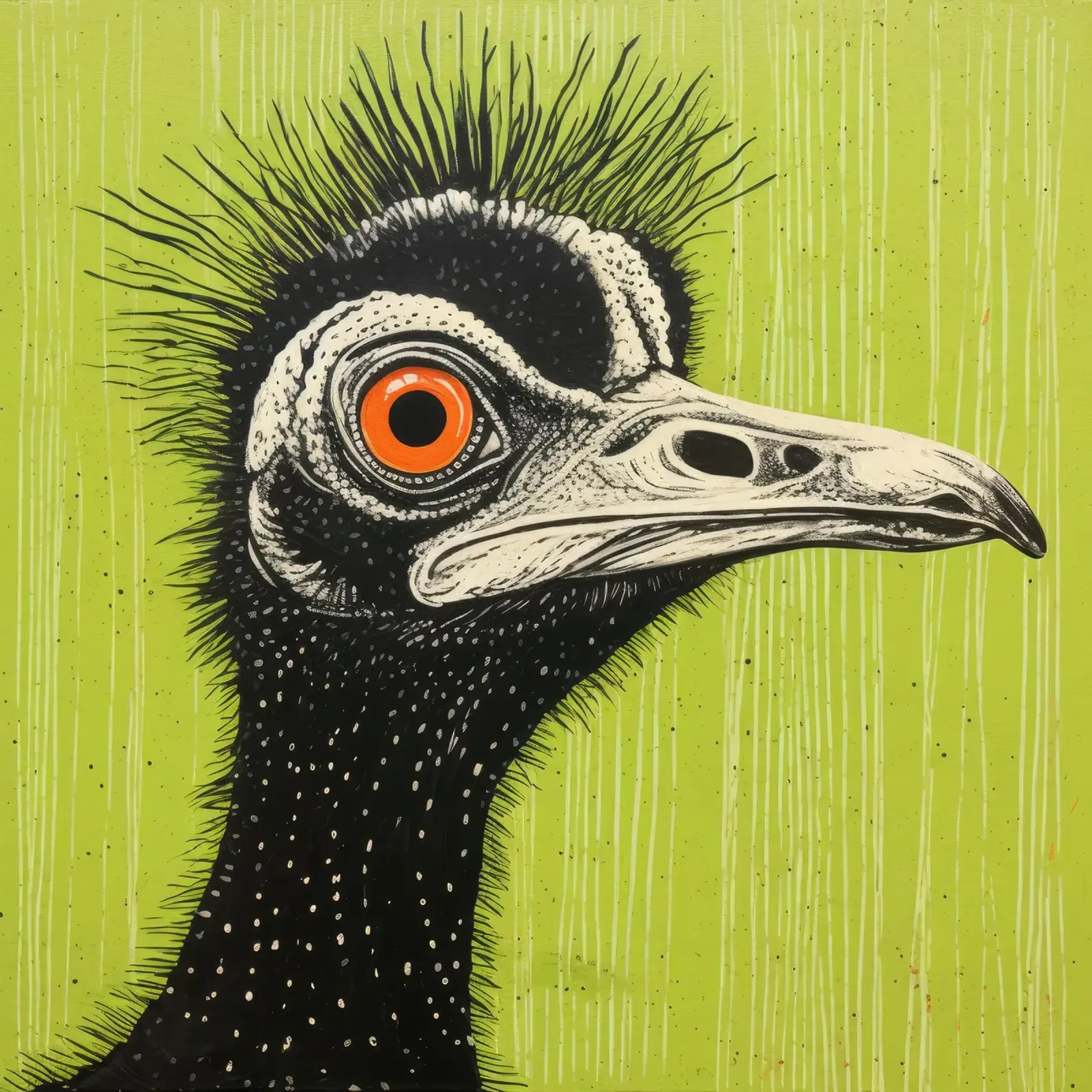 Cassowary verde 3 pellicola backlit da Minimal Animal Art