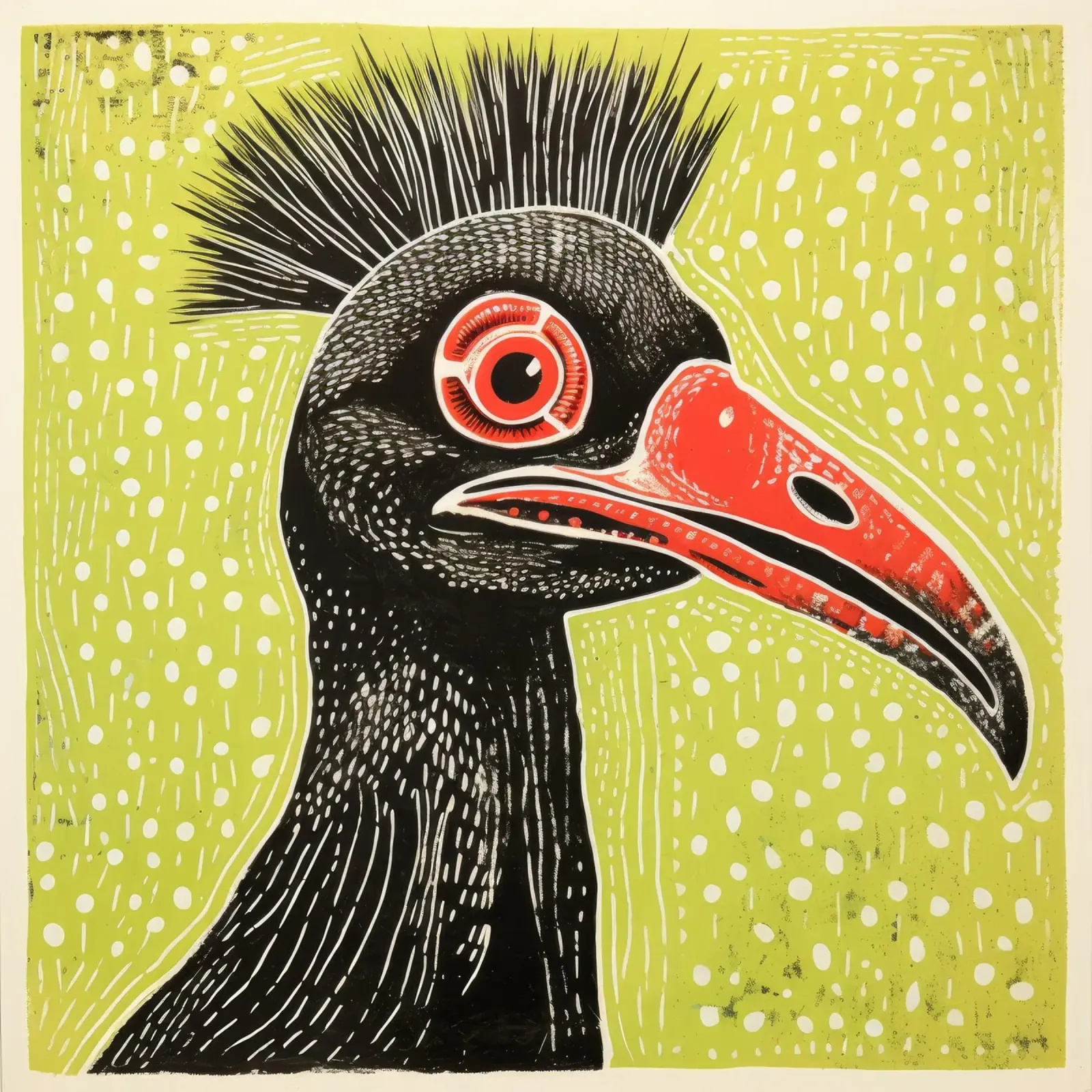 Cassowary verde 4 pellicola backlit da Minimal Animal Art