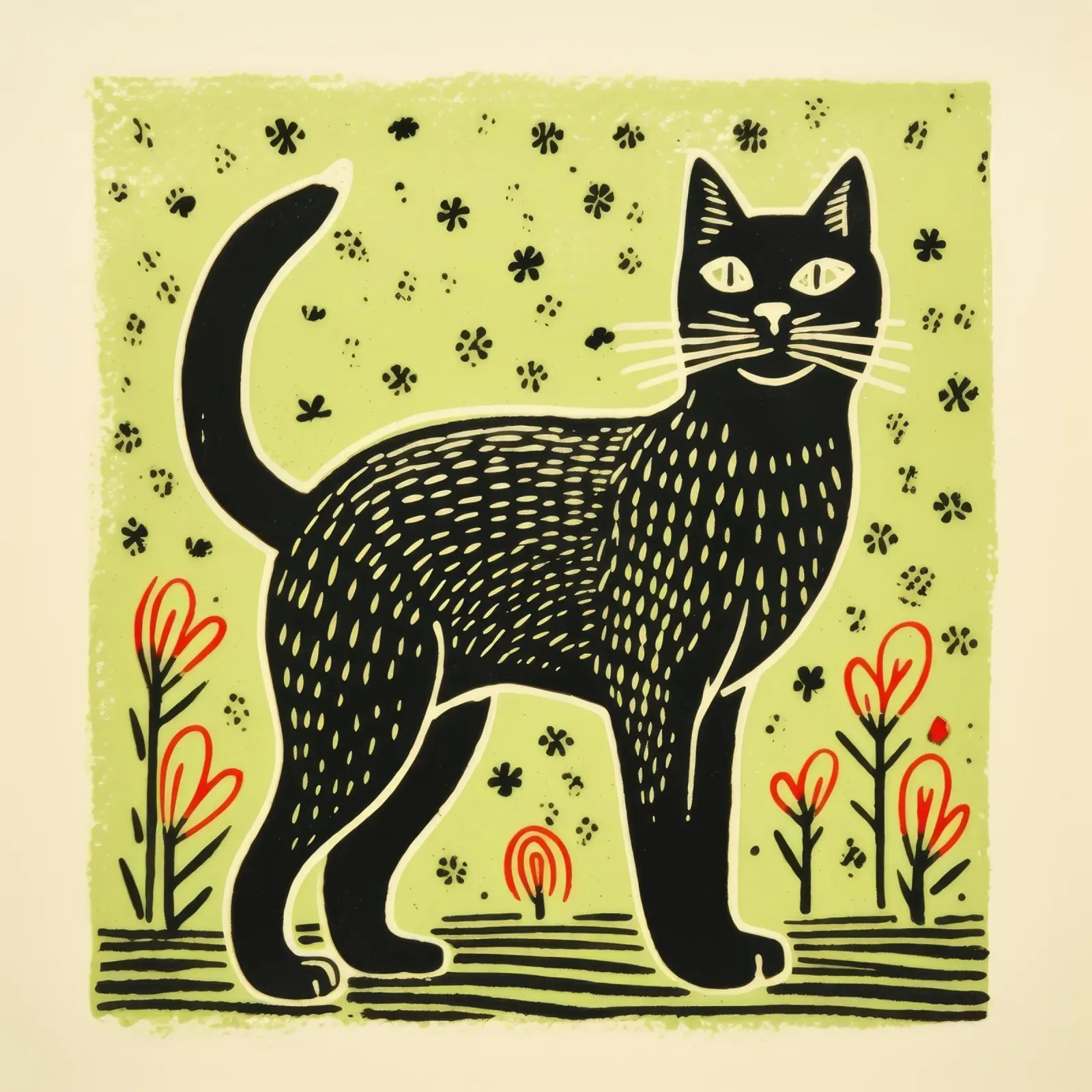 Gatto verde 1 pellicola backlit da Minimal Animal Art