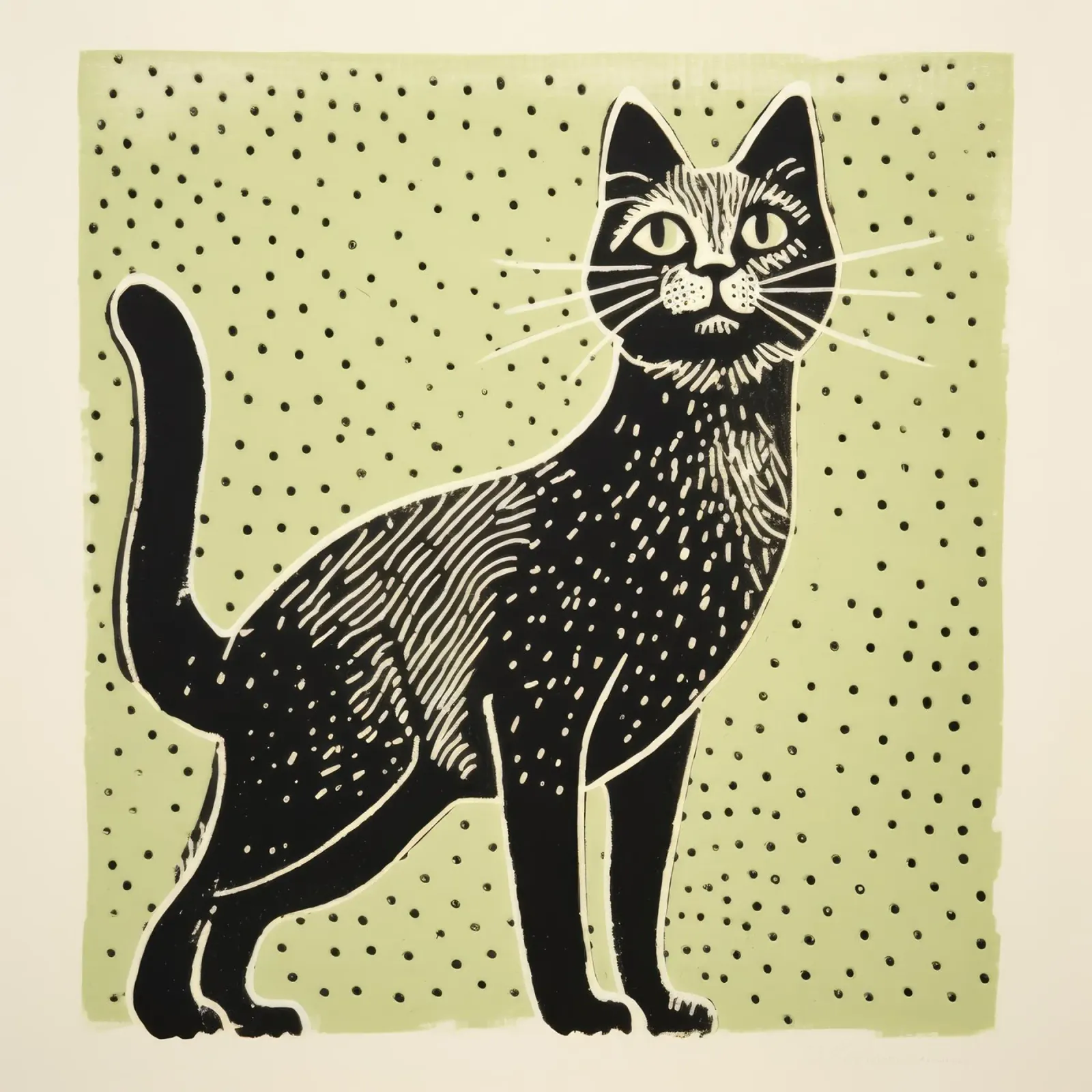 Gatto verde 3 pellicola backlit da Minimal Animal Art