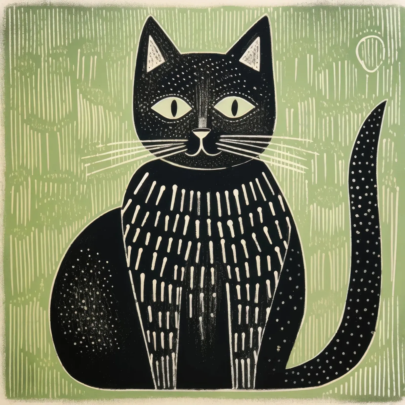 Gatto verde 4 pellicola backlit da Minimal Animal Art