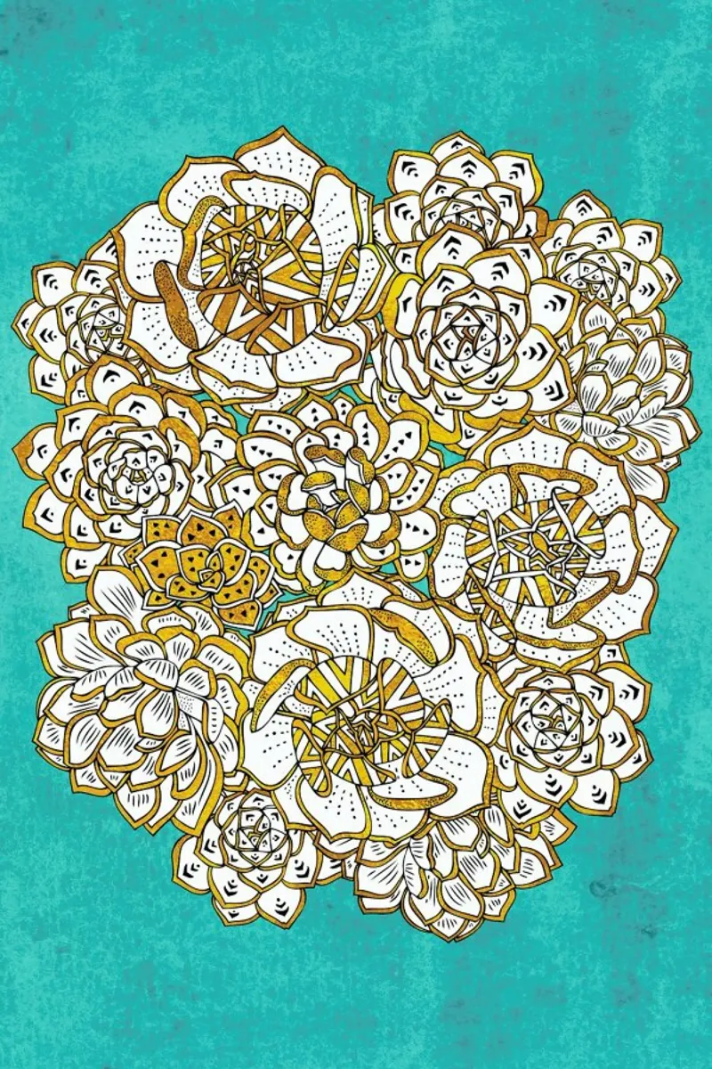 Blooming Succulents poster con telaio in plastica da Pom Graphic Design