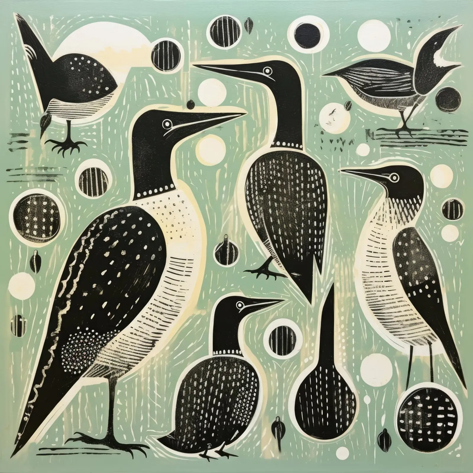 Cormorano verde 4 poster da Minimal Animal Art