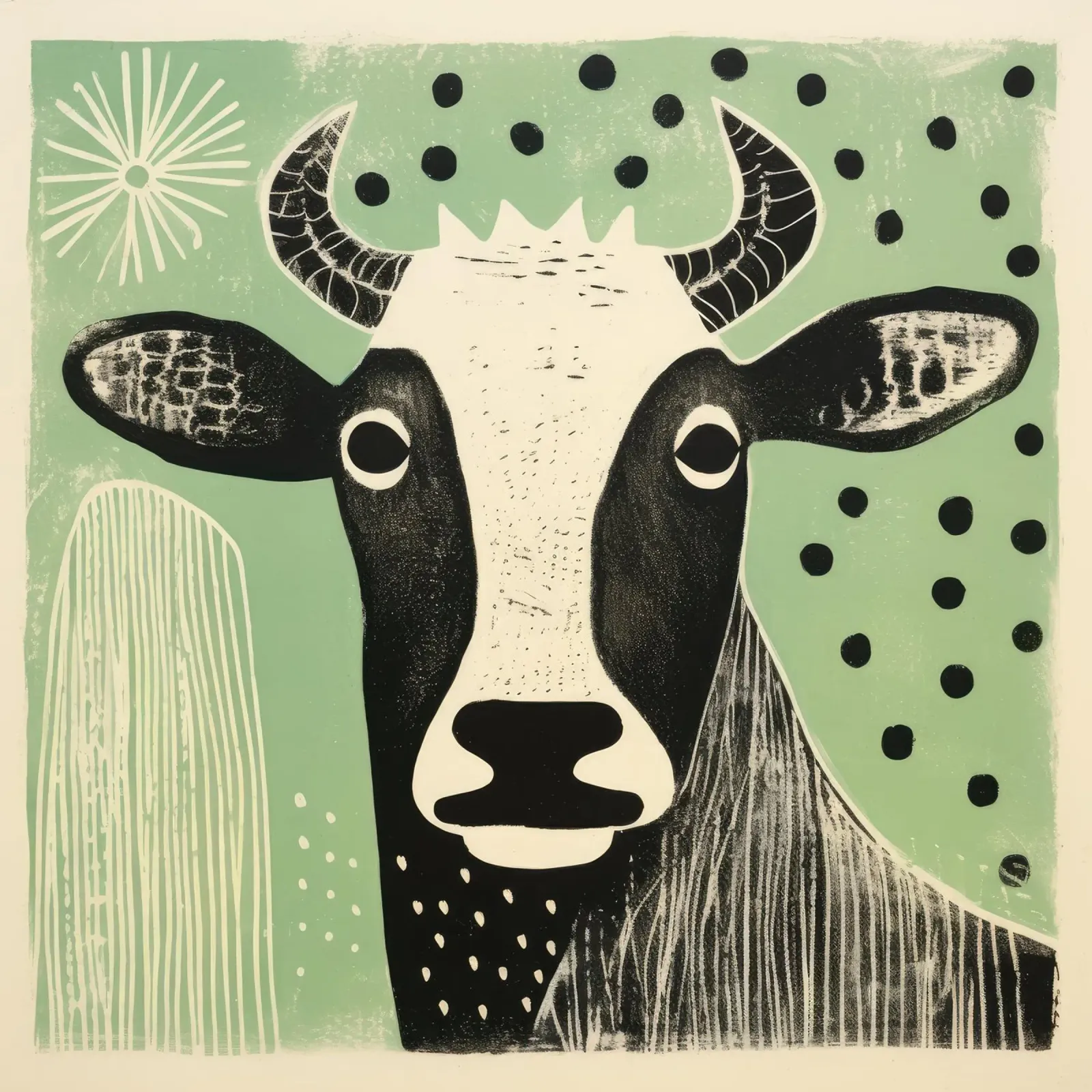 Mucca verde 1 poster da Minimal Animal Art