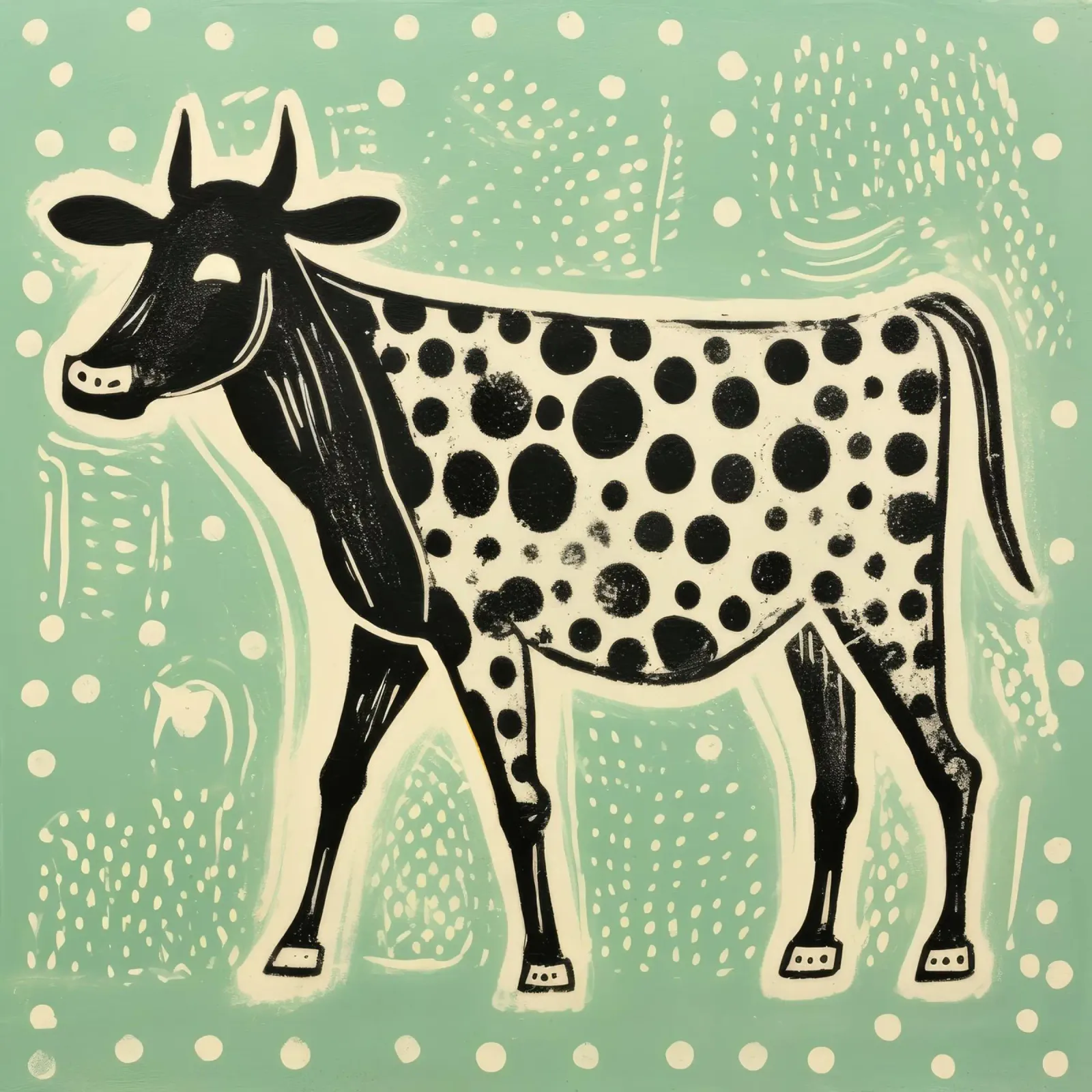 Mucca verde 2 carta hahnemühle da Minimal Animal Art