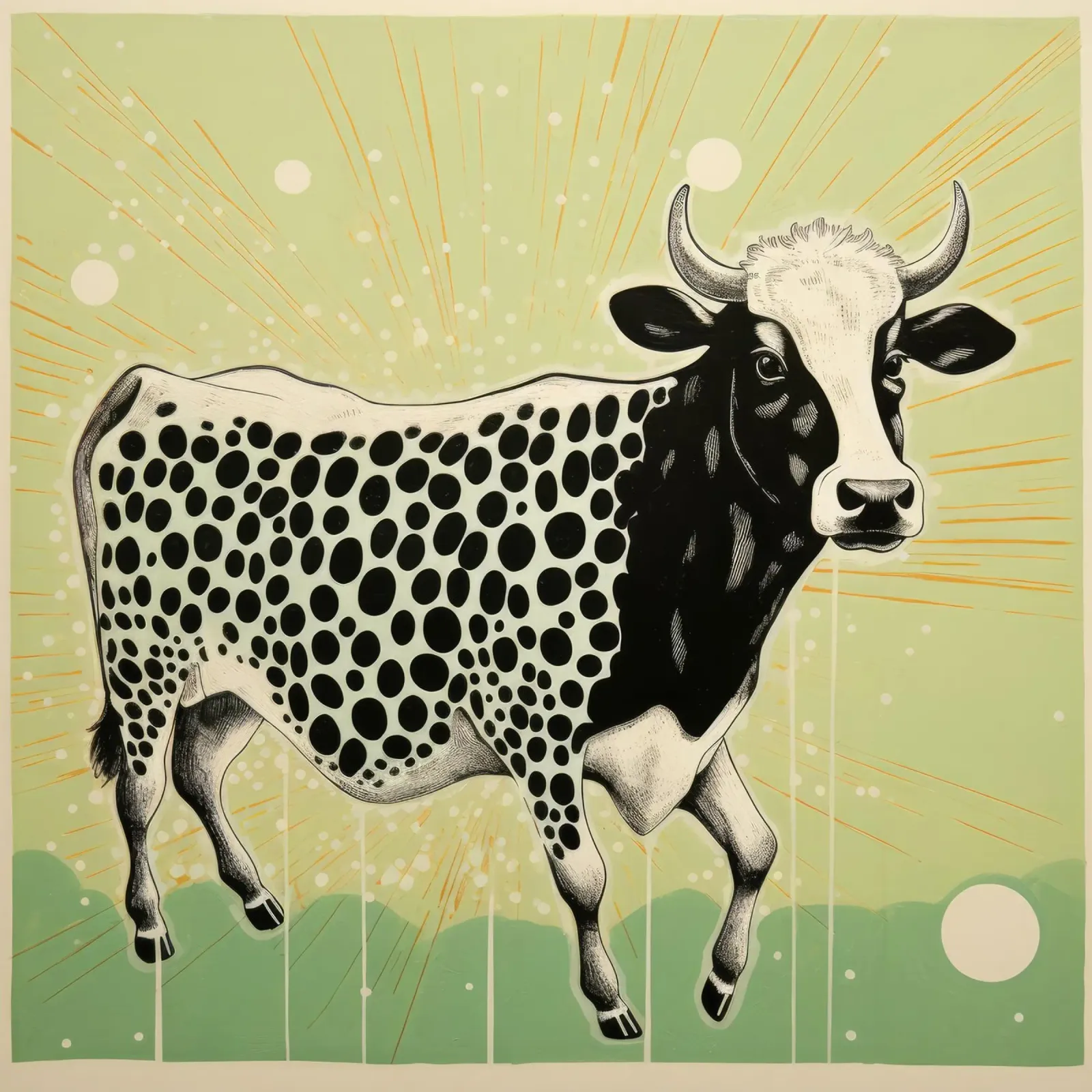 Mucca verde 3 pellicola backlit da Minimal Animal Art