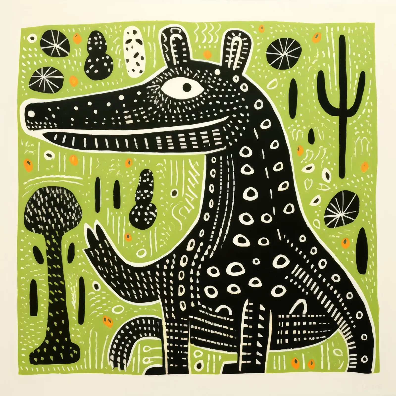 Cocodrilo verde 4 poster de Minimal Animal Art