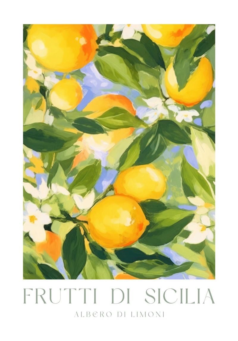 Italienische Zitrone Drucken, Obst Poster, Zitrone Italienisch Wandkunst Poster von Bella Studio